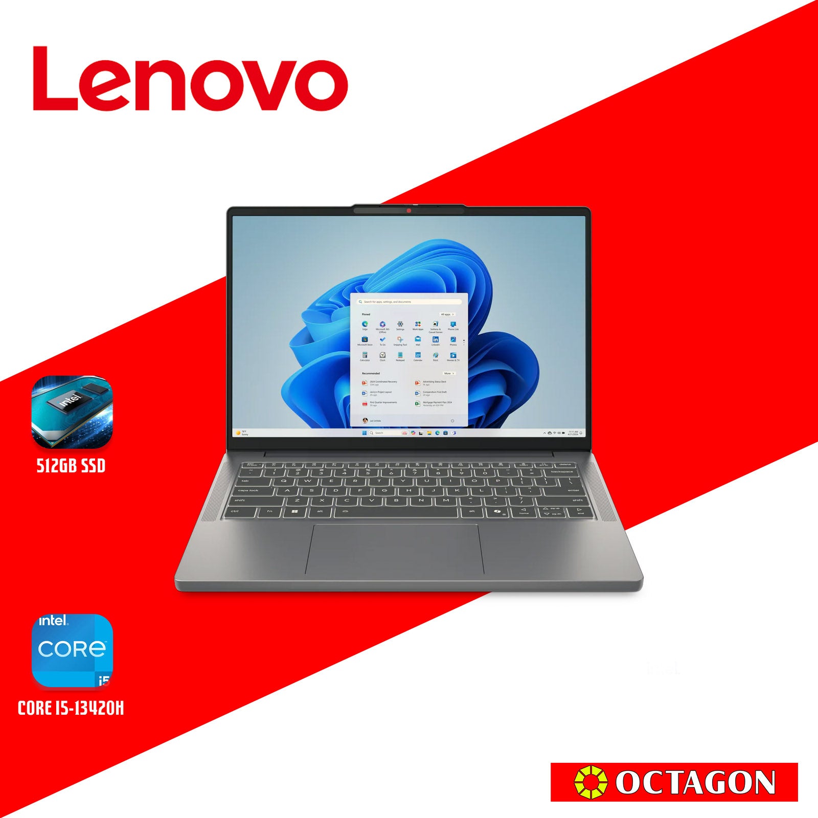LENOVO IP S3I-14 (83K0007XPH)/ CORE I5-13420H/ 8GB/ 512GB SSD/ 14/ WIN 11/ OFFICE HOME 2024 + OFFICE 365 BASIC/ GRY
