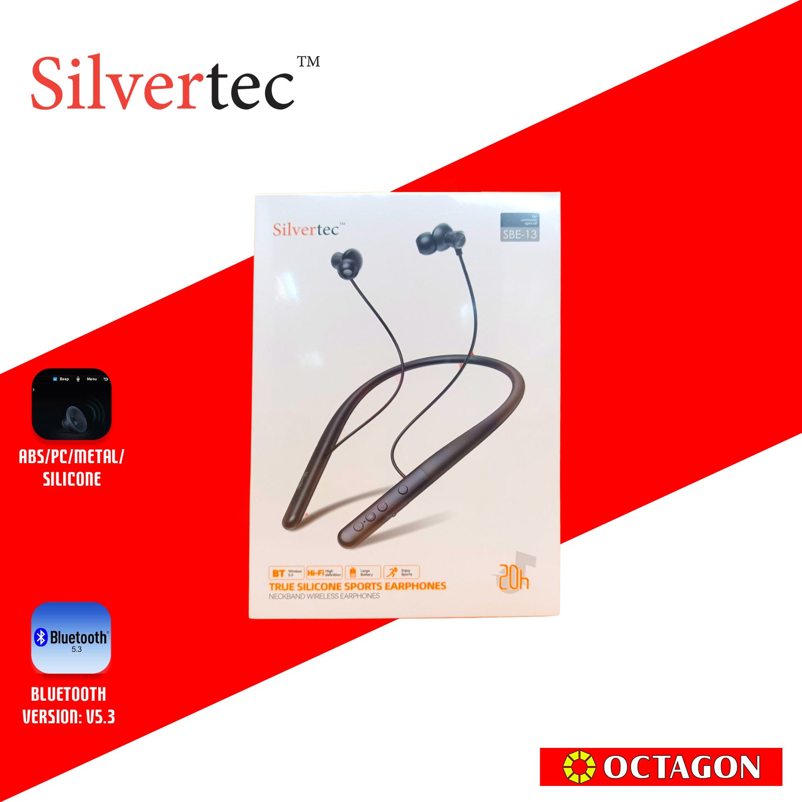 SILVERTEC SBE-13-BK BLUETOOTH PREMIUM NECKBAND EARPHONES BLACK