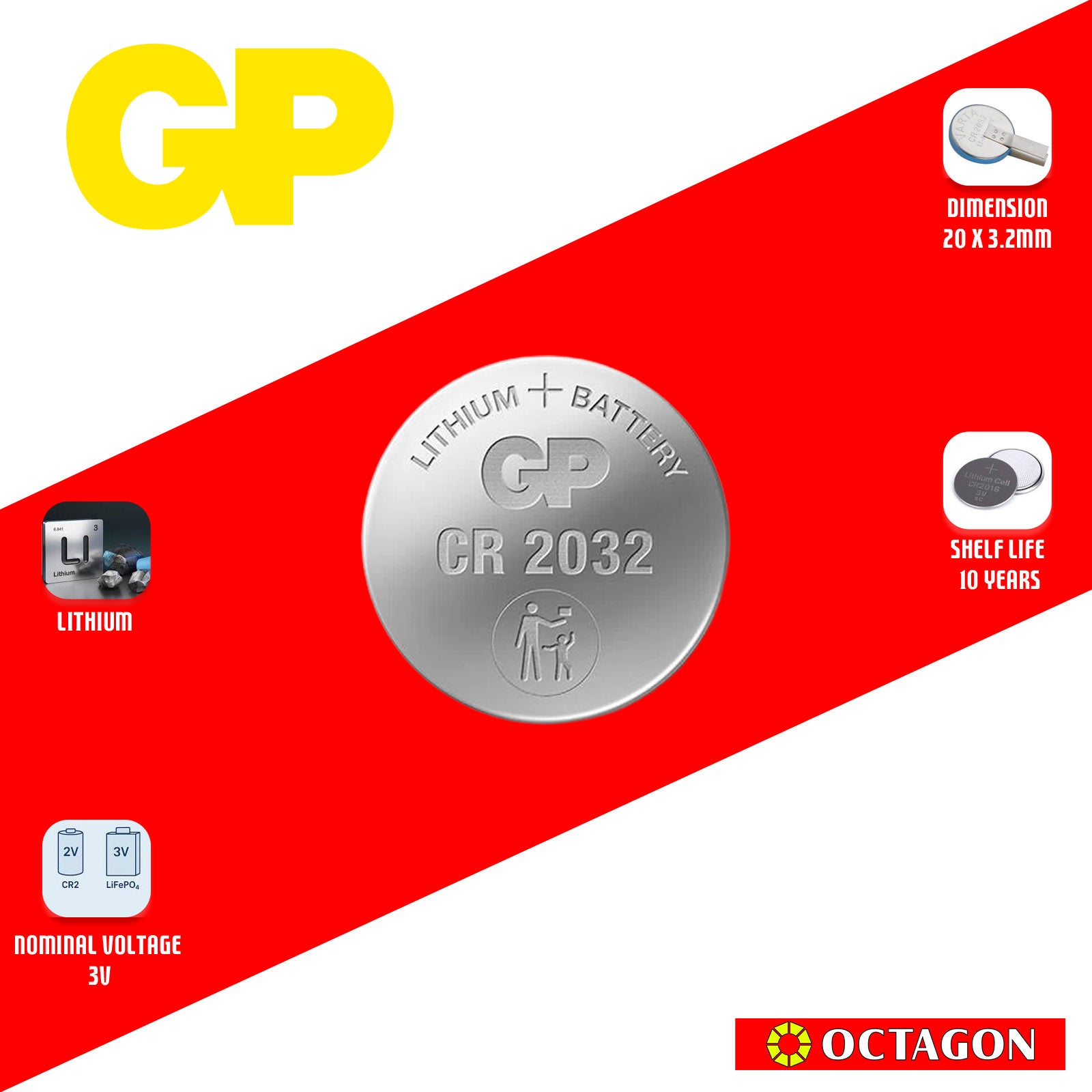 GP CR2032 LITHIUM COIN