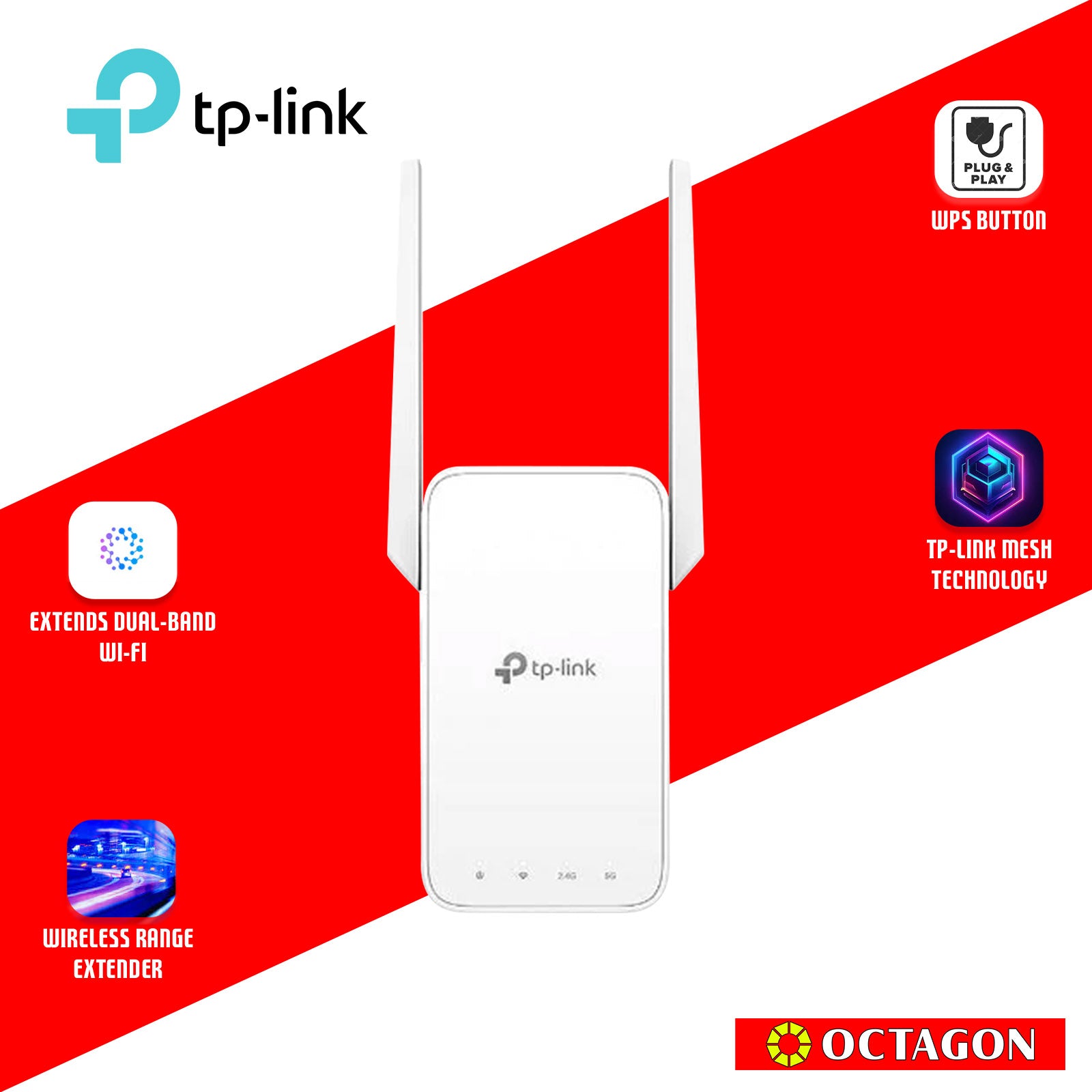 TPLINK RE215 AC750 MESH DUAL BAND WI-FI RANGE EXTENDER WIFI REPEATER