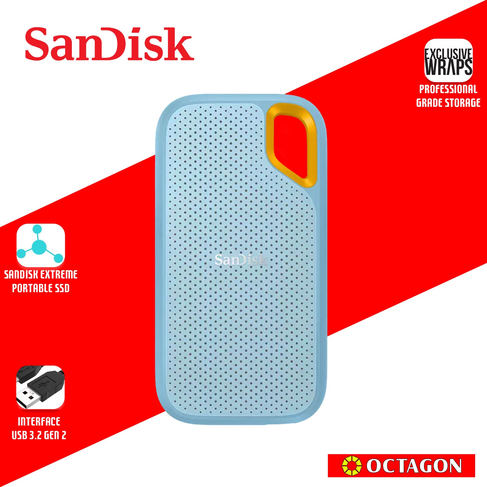 SANDISK E61 1TB SKY BLUE PORTABLE SSD (SDSSDE61-1T00-G25B)