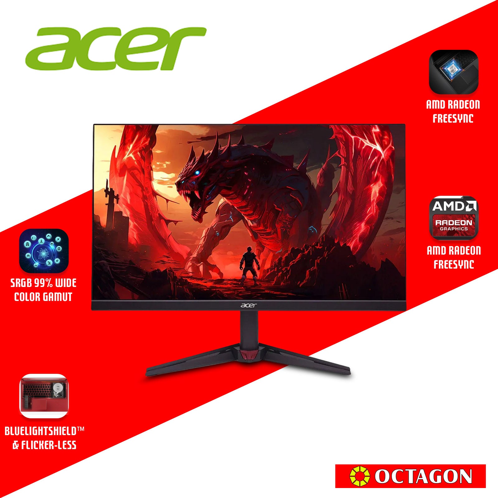 ACER NITRO VG240Y X1 23.8 200HZ 1MS IPS GAMING MONITOR