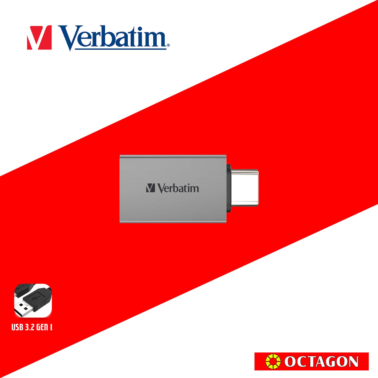 VERBATIM 66885 USB C 3.2 GEN 1 TO TYPE C ADAPTER GREY