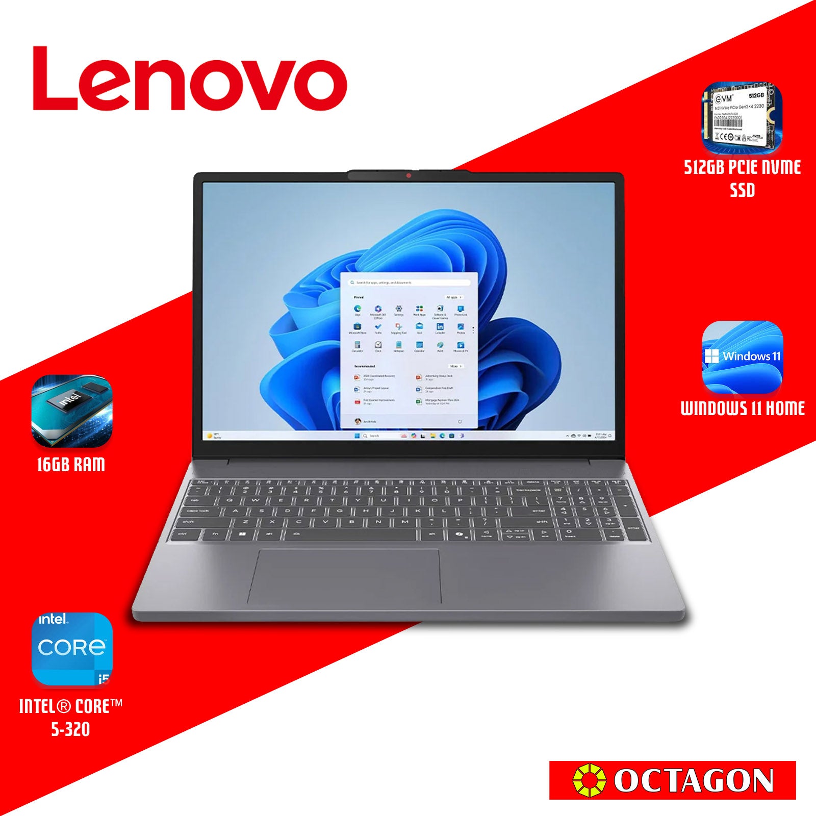 LENOVO IP S3I-15 (83RR007DPH)/ CORE 5-320/ 16GB/ 512GB SSD/ 15.3 WUXGA/ WIN 11/ OFFICE HOME 2024 + OFFICE 365 BASIC