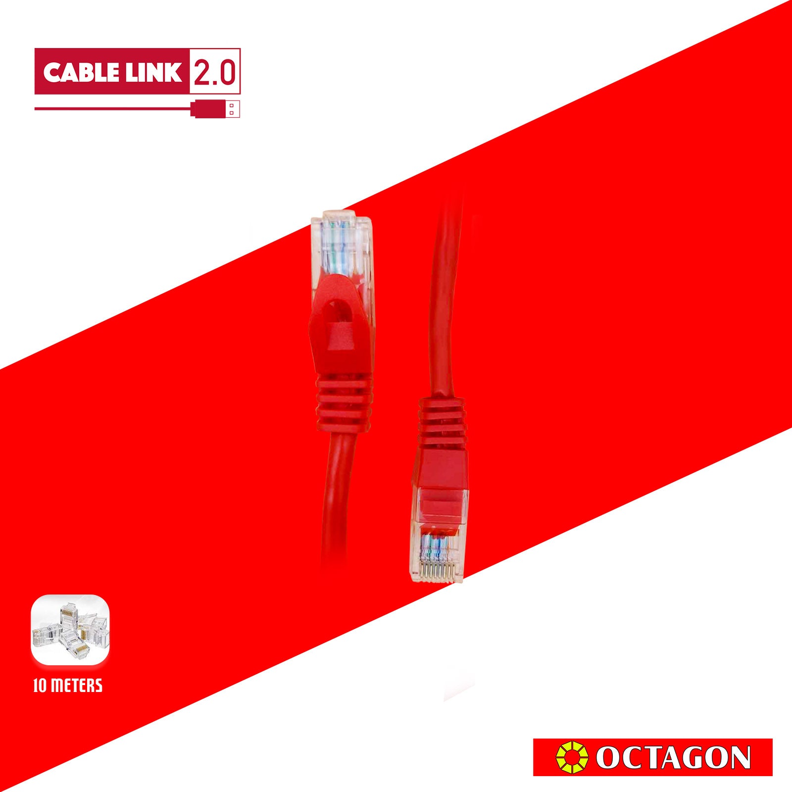 CABLE LINK2.0 FC27-5 CAT5E 10M RED 0.5CCA UTP CABLE