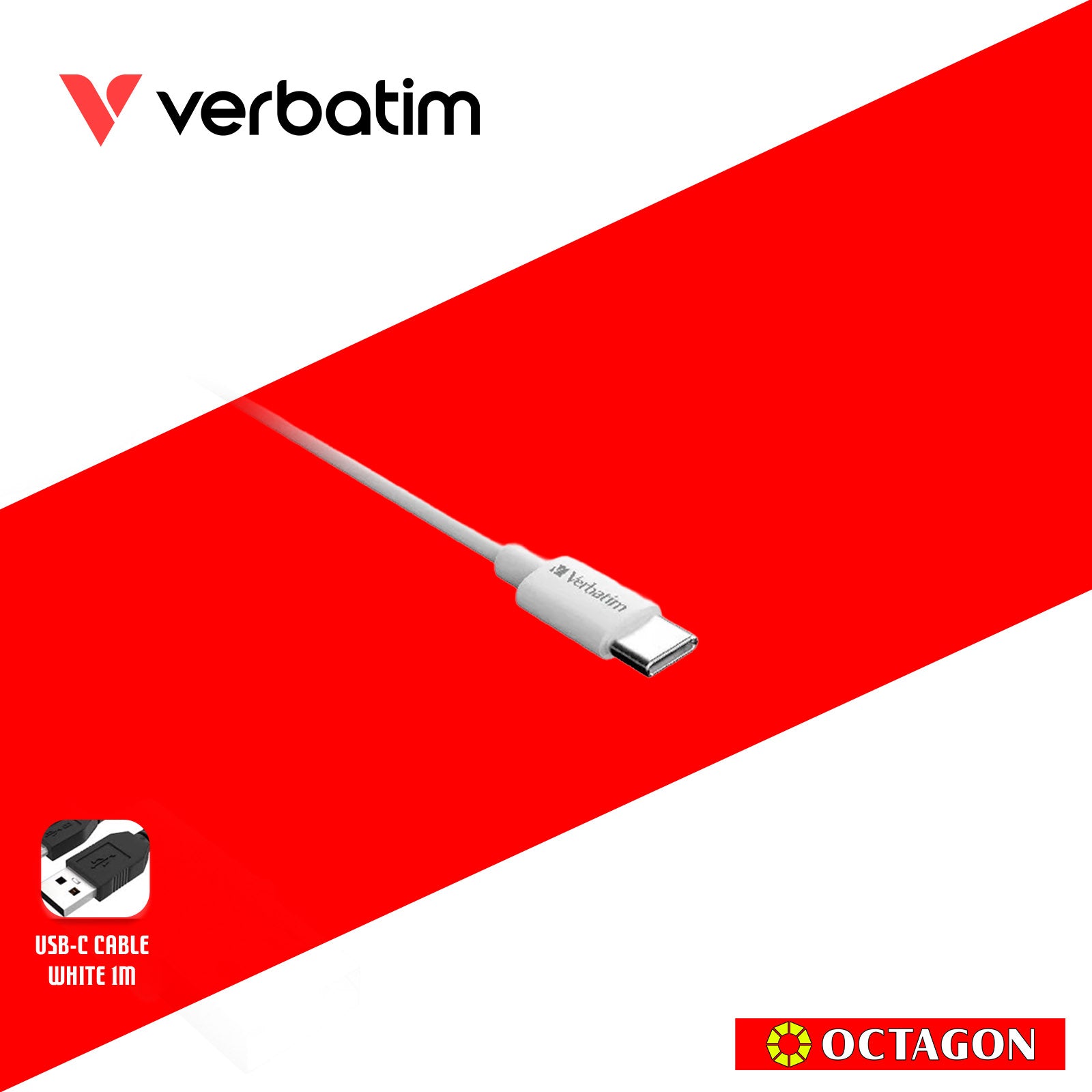 VERBATIM 66582 LIGHTNING TO USB-C CABLE WHITE 1M