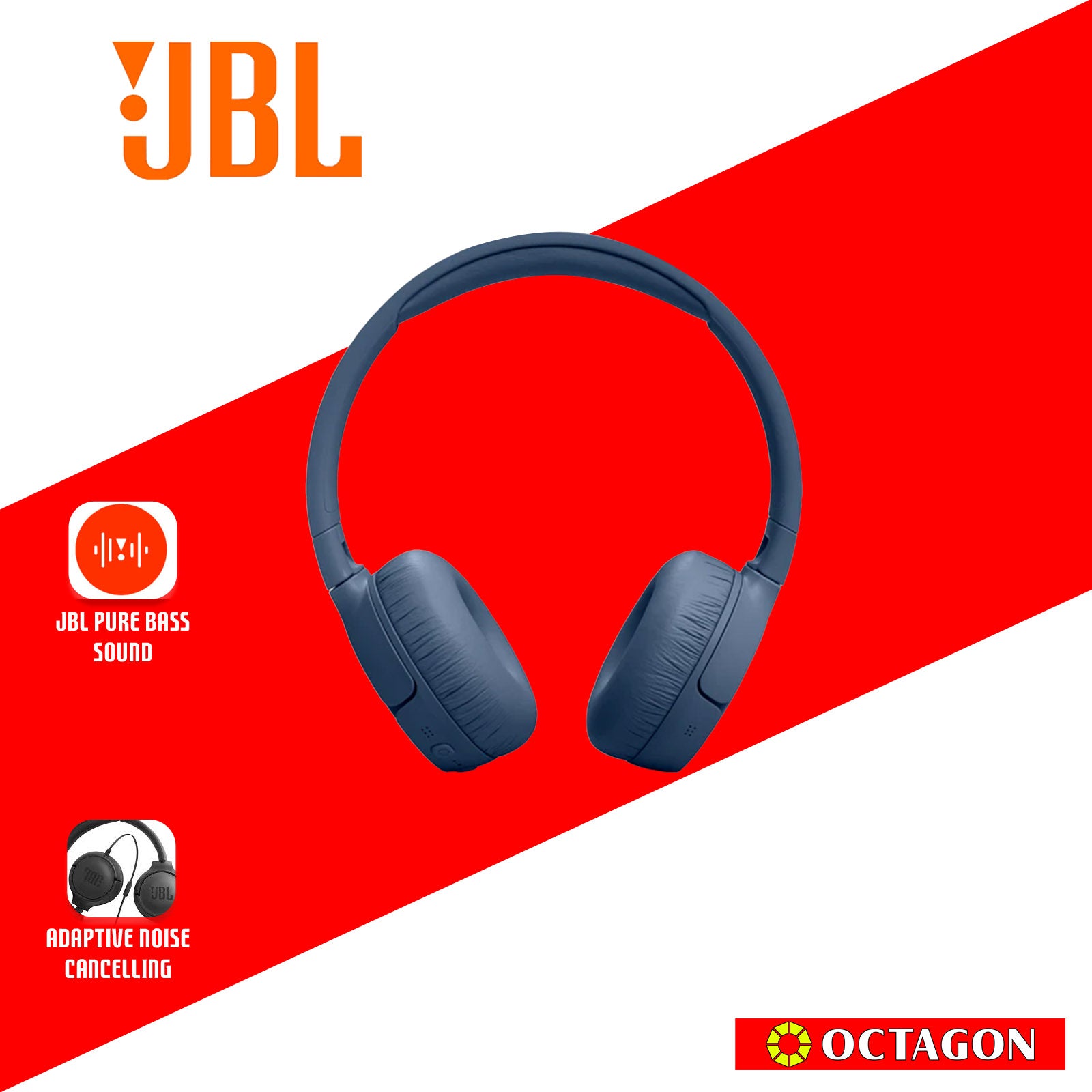 JBL T670NC BLUE WIRELESS ON-EAR HEADPHONE