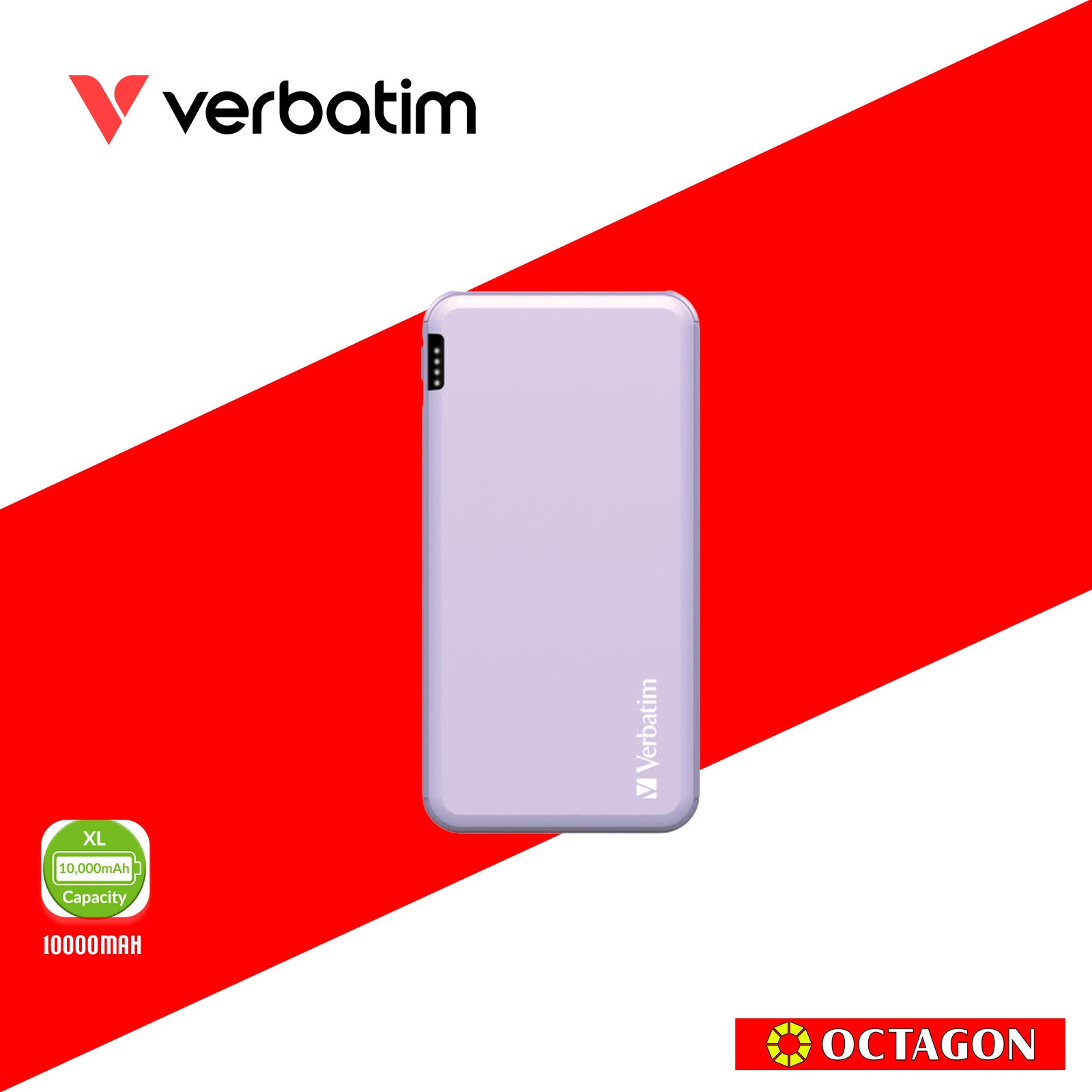 VERBATIM 66441 10000MAH LIGHTWEIGHT POWER PACK PD 18W + QC 3.0 18W (PURPLE)