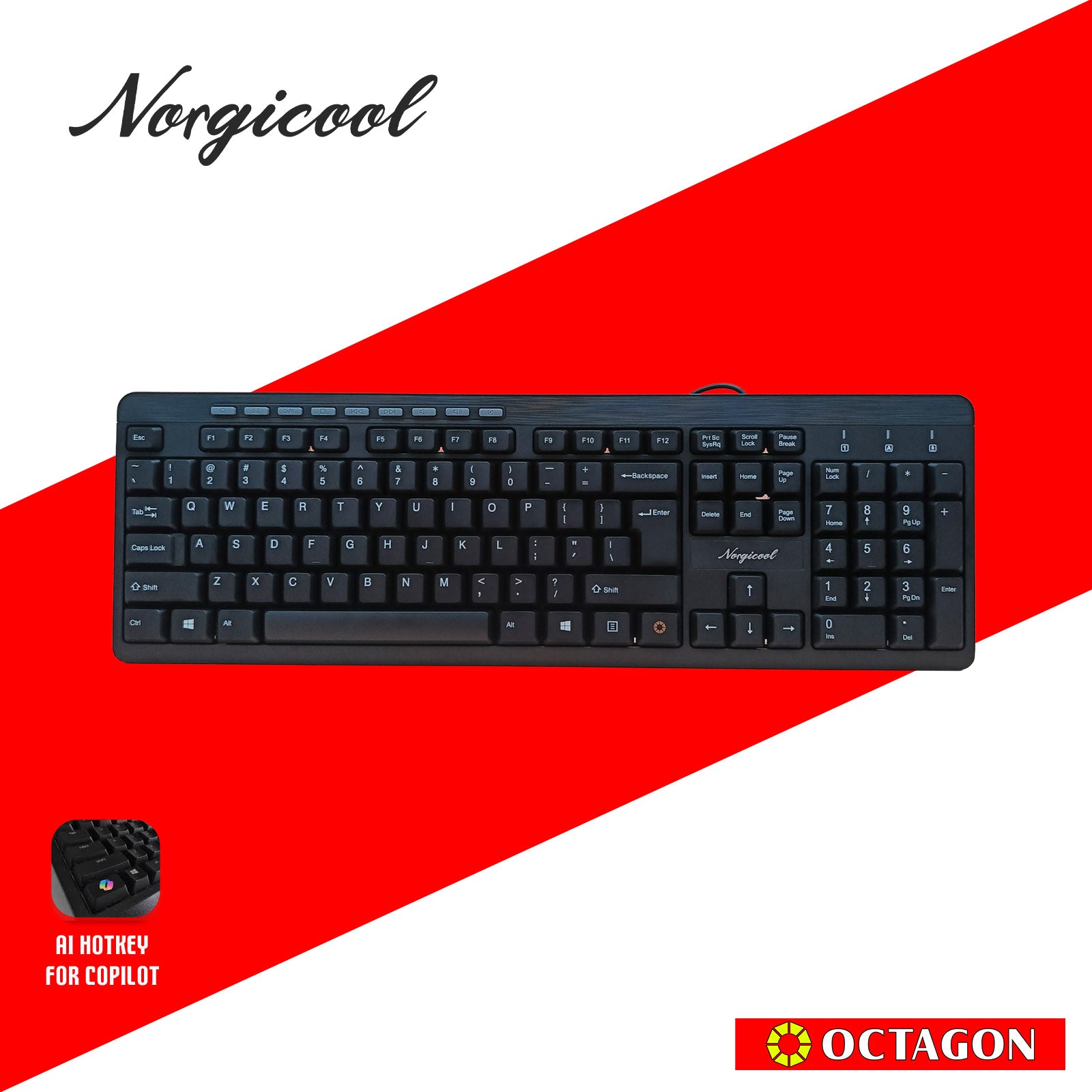 NORGICOOL NK8288I BLACK USB KEYBOARD 104 KEYS
