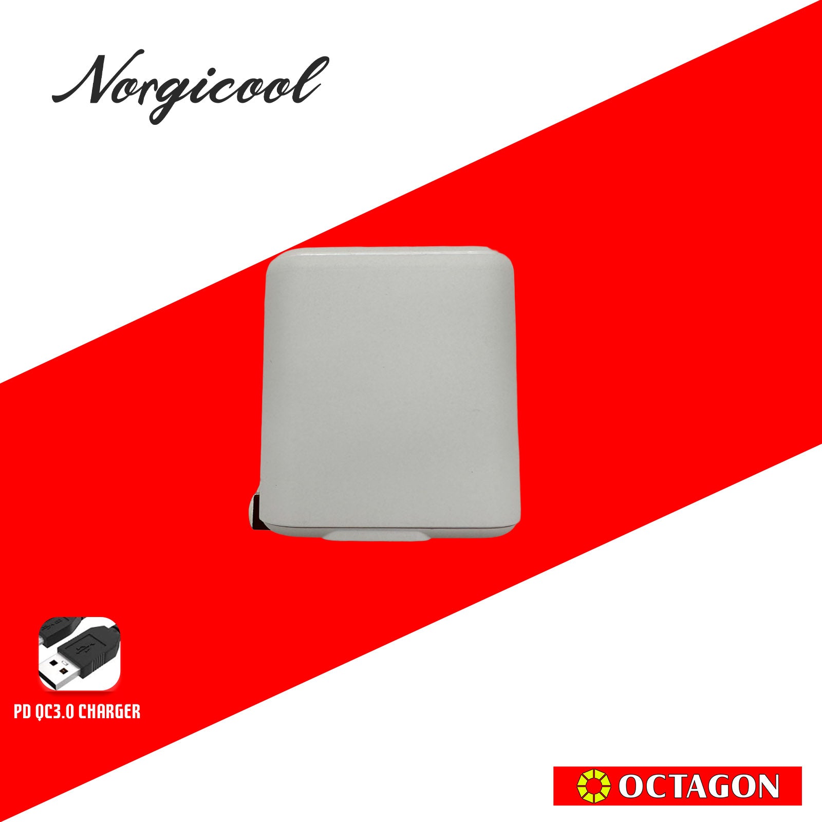 NORGICOOL NA2528C 35W 2-USB-C PD WALL CHARGER WITH C/C CABLE 1M