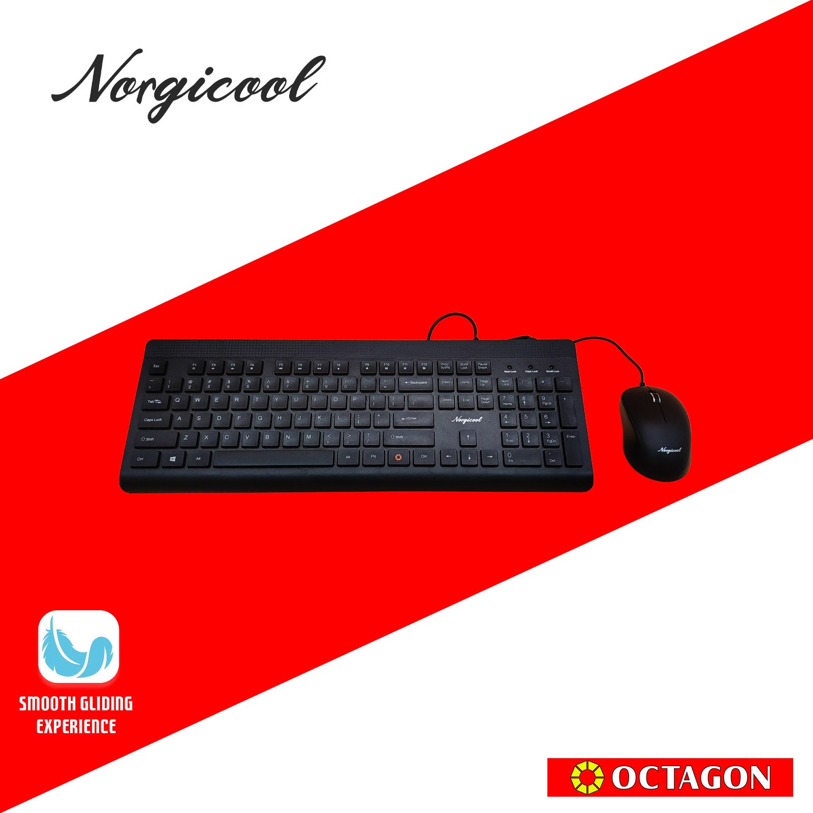 NORGICOOL NC002I BLACK USB COMBO 104 KEYS