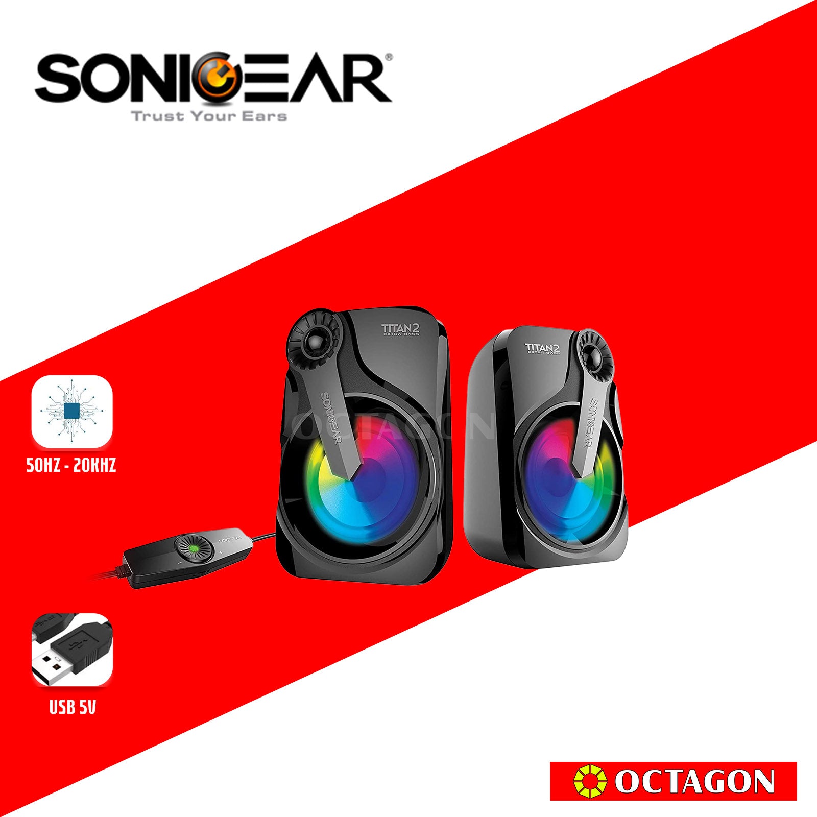 SONIC GEAR TITAN 2 BLACK USB2.0 7 COLOR