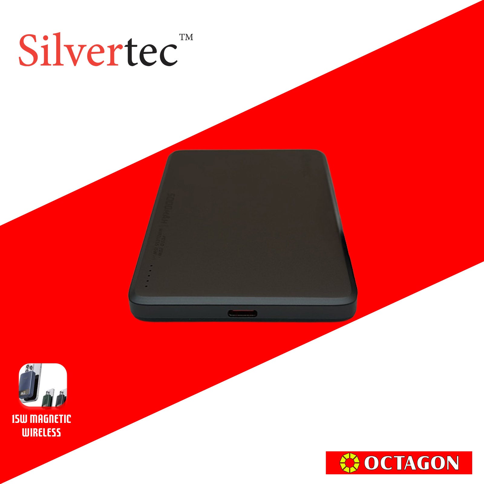 SILVERTEC SRT-MP50-SG ULTRA-SLIM MAGNETIC WIRELESS PD20W POWERBANK 5000MAH (SPACE GRAY)
