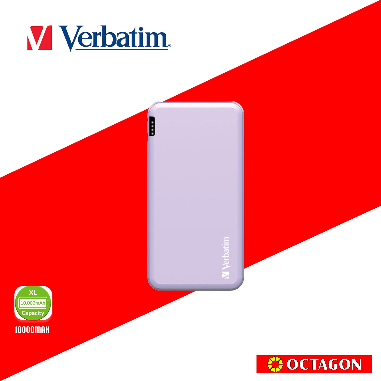 VERBATIM 66441 10000MAH LIGHTWEIGHT POWER PACK PD 18W + QC 3.0 18W (PURPLE)