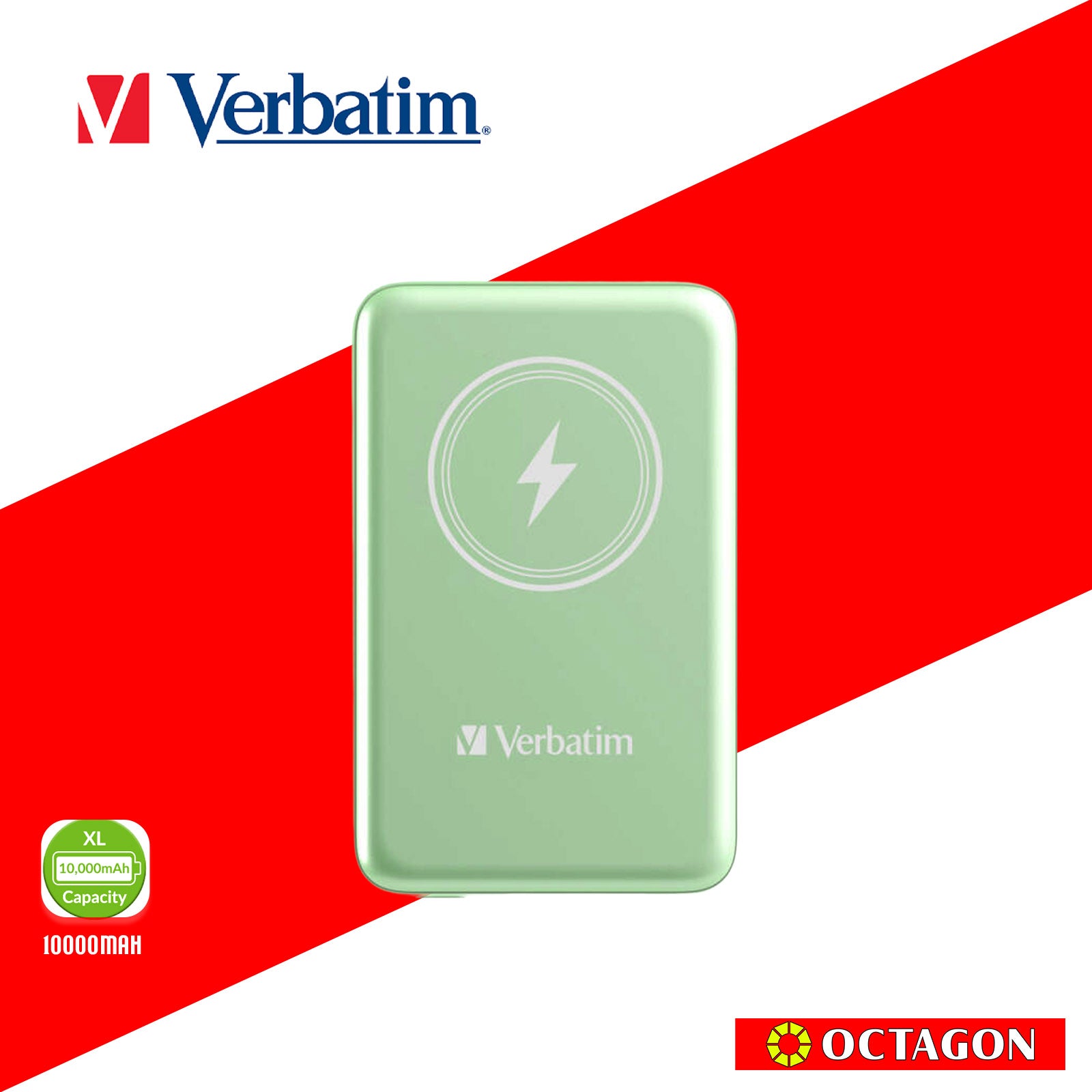 VERBATIM 32246 MAGNETIC WL 10000 MAH POWER PACK MCP - PD 20W MWC 15W GREEN
