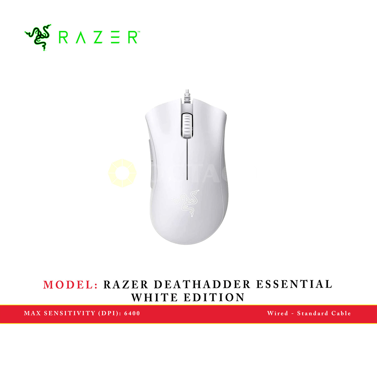 Death Razer White RAZER DEATHADDER ESSENTIAL WHITE EDITION – Octagon Computer Superstore