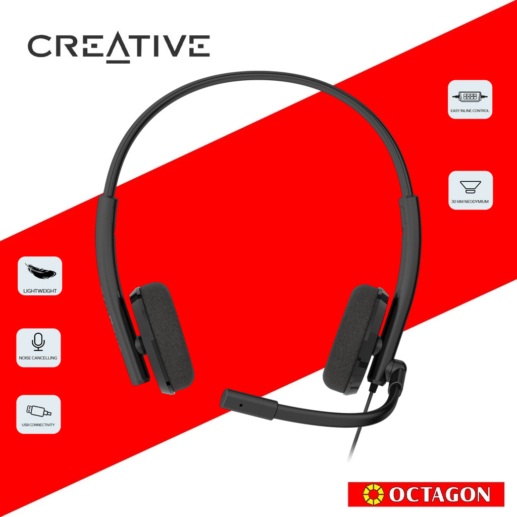 CREATIVE HS-220 HEADSET USB NOISE CANCELLING CONDENSER MIC