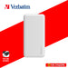 VERBATIM 66548 GRID PATTERN POWER BANK DUAL 10000 MAH INPUT/OUTPUT (TYPE-C AND MICRO USB POWER INPUT) WHITE