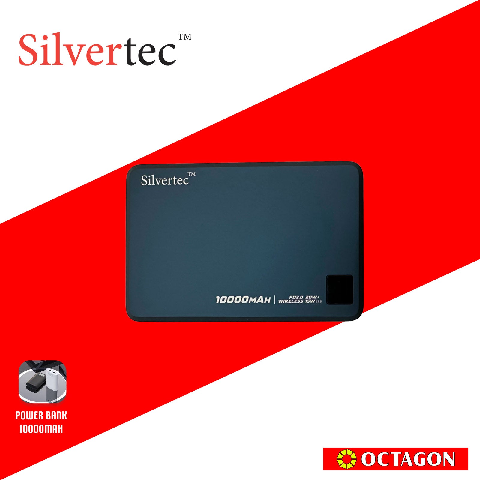 SILVERTEC SRT-MP100-BL ULTRA-SLIM MAGNETIC WIRELESS PD20W POWERBANK 10000MAH (NAVY BLUE)