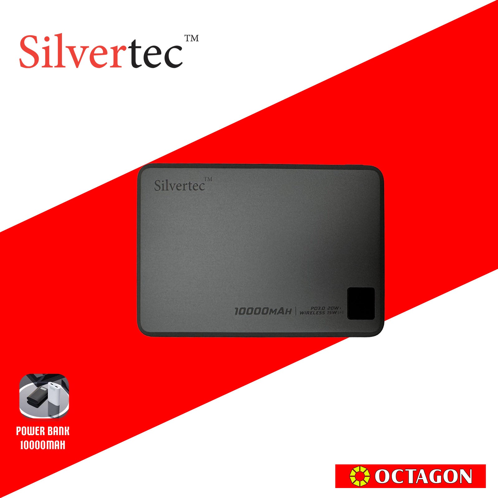 SILVERTEC SRT-MP100-SG ULTRA-SLIM MAGNETIC WIRELESS PD20W POWERBANK 10000MAH (SPACE GRAY)