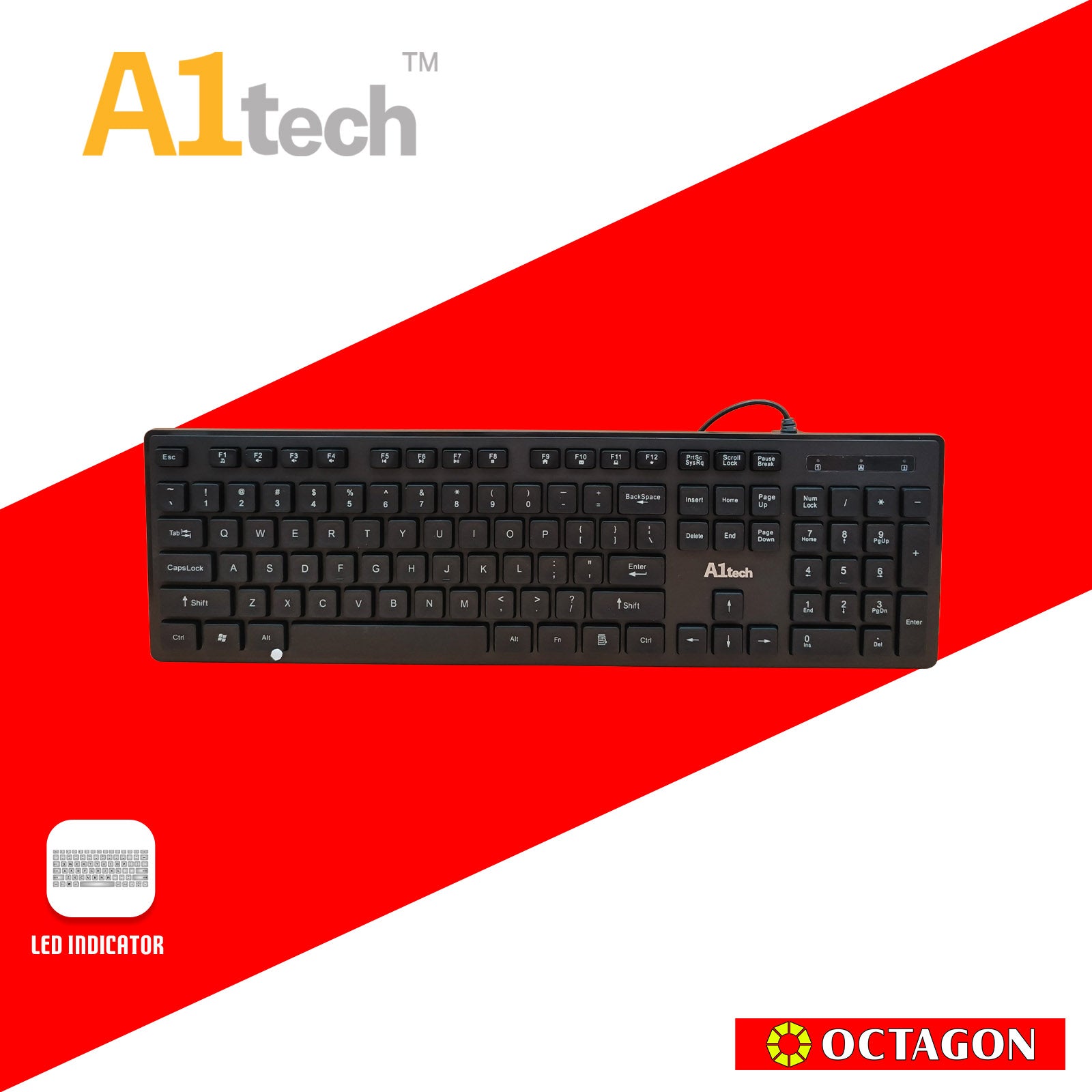 A1TECH AC-KB902-BK USB KEYBOARD 104 KEYS BLACK