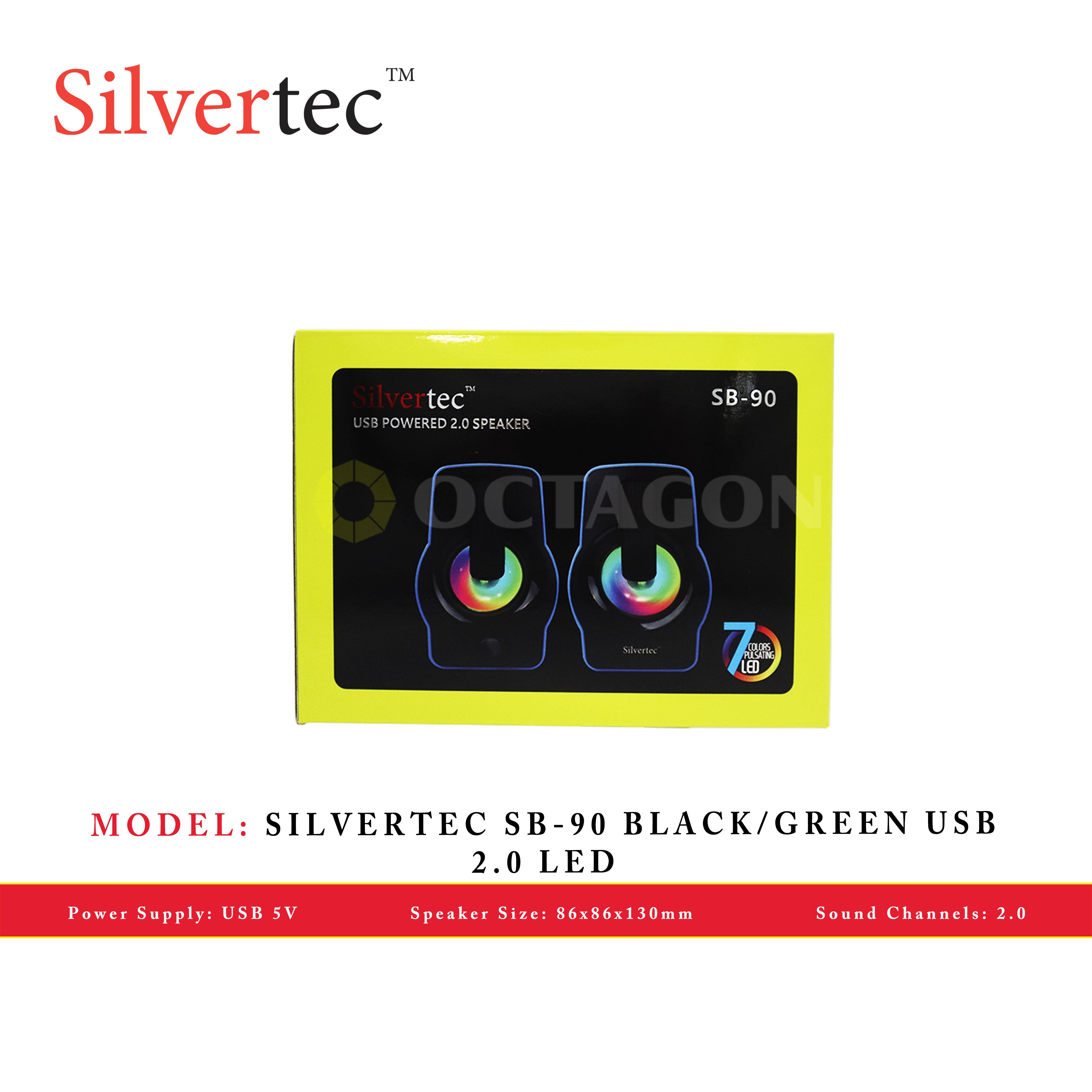 SILVERTEC SB-90 BLACK/GREEN USB 2.0 LED