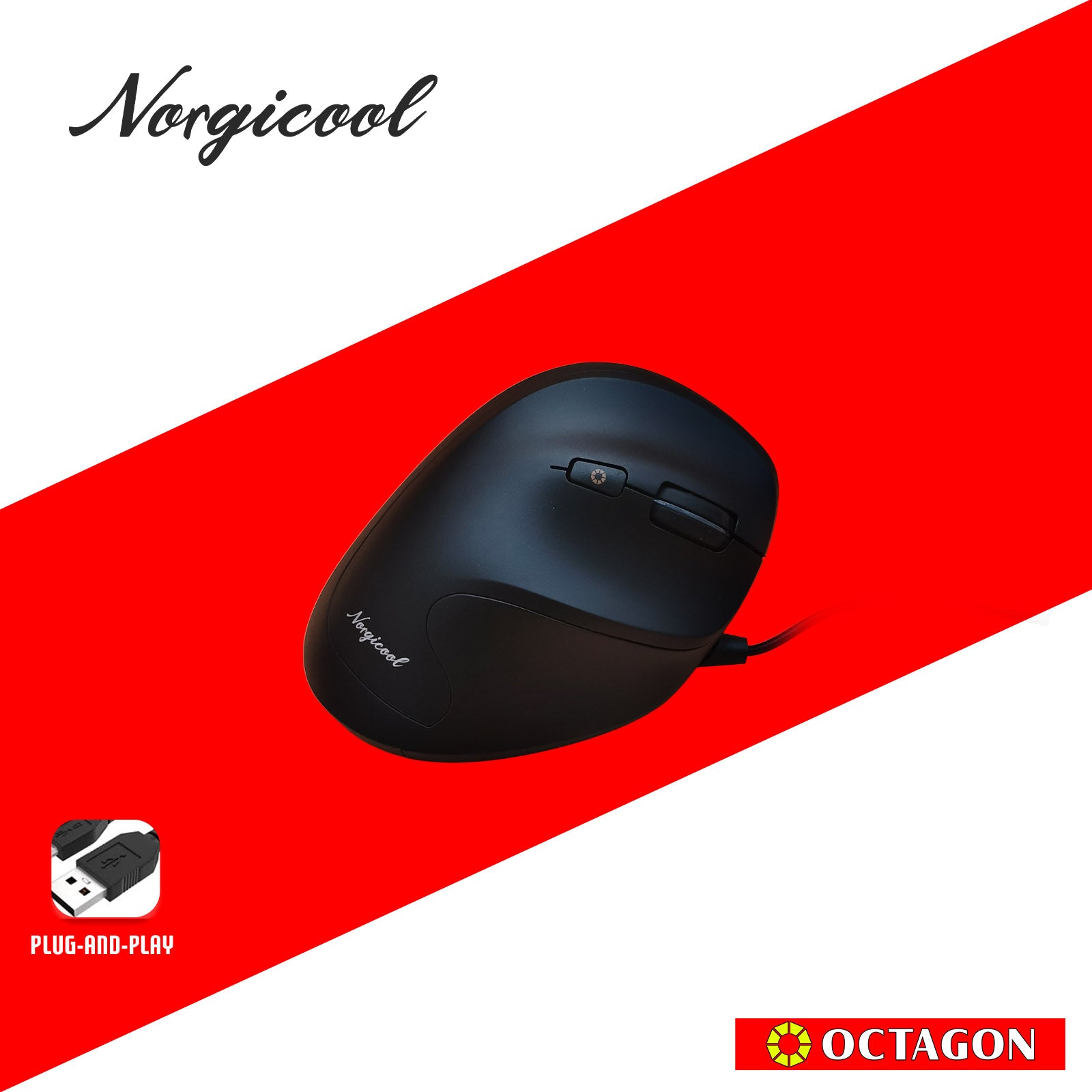 NORGICOOL NVM01 USB VERTICAL MOUSE BLACK/WHITE