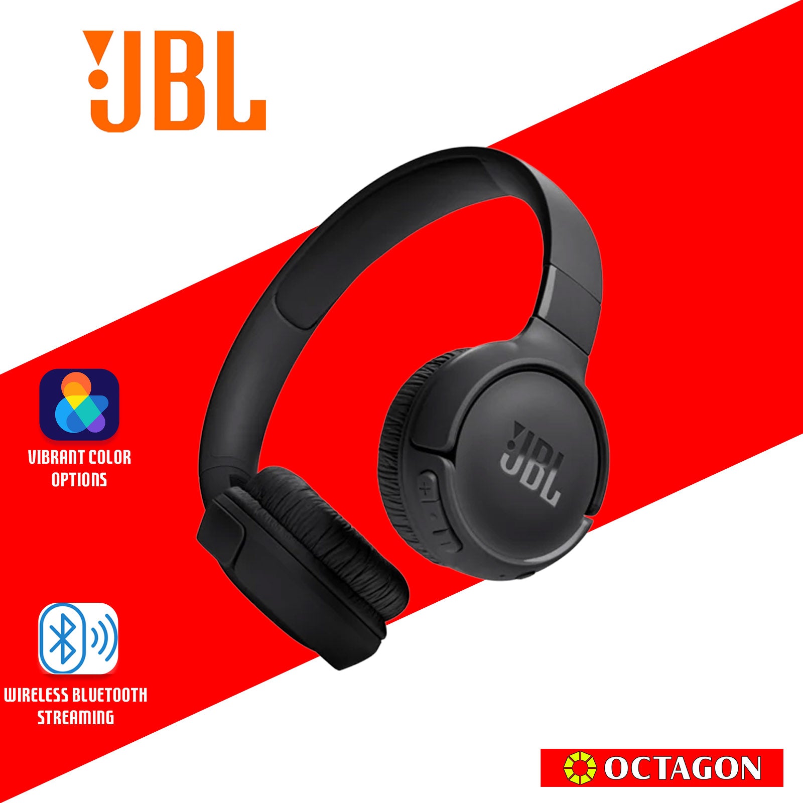 JBL T520C WIRELESS ON-EAR HEADPHONE BLACK/WHITE/BLUE