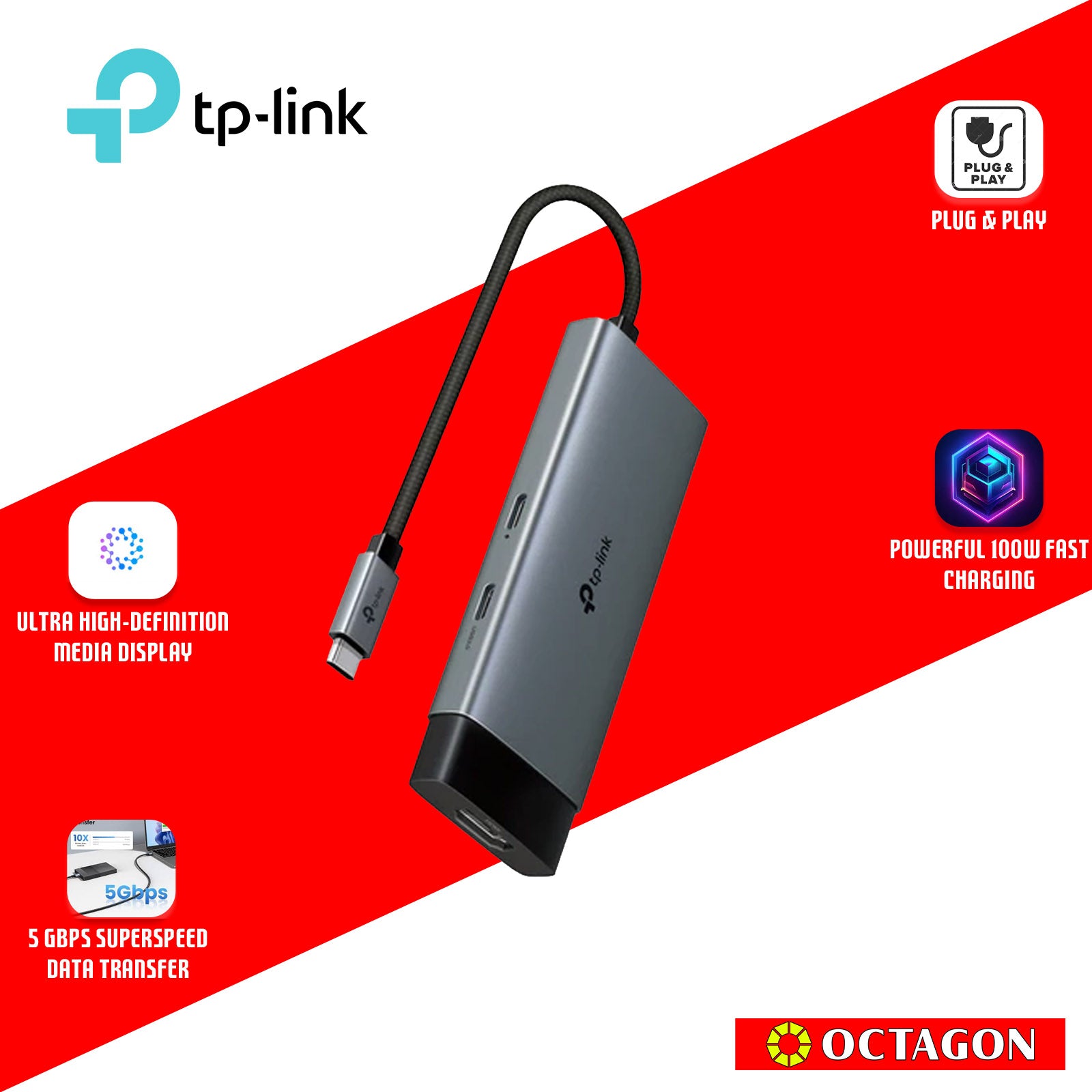 TPLINK UH5020C USB TYPE C 5 PORT HUB