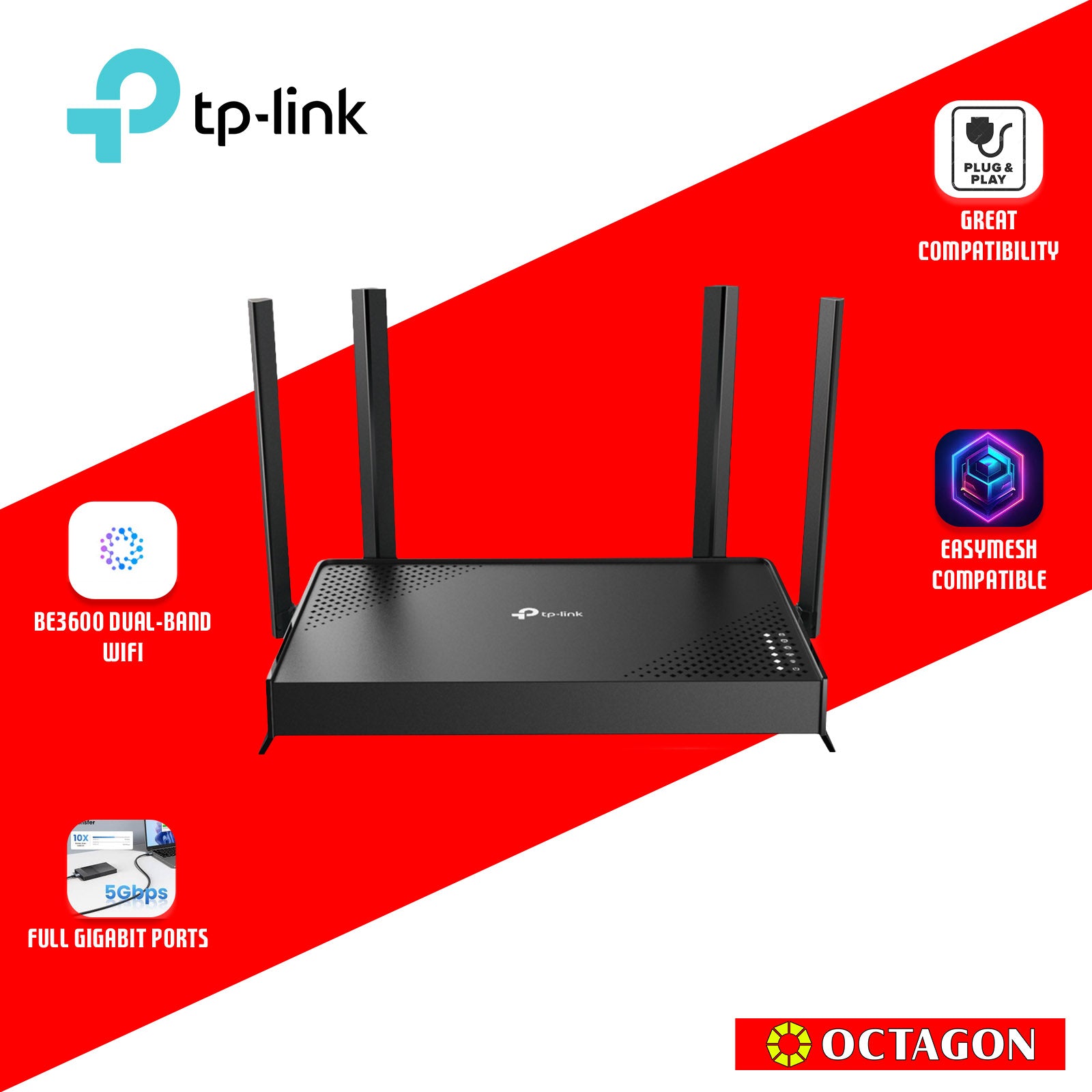 TPLINK ARCHER BE220 DUAL BAND WIFI 7 ROUTER