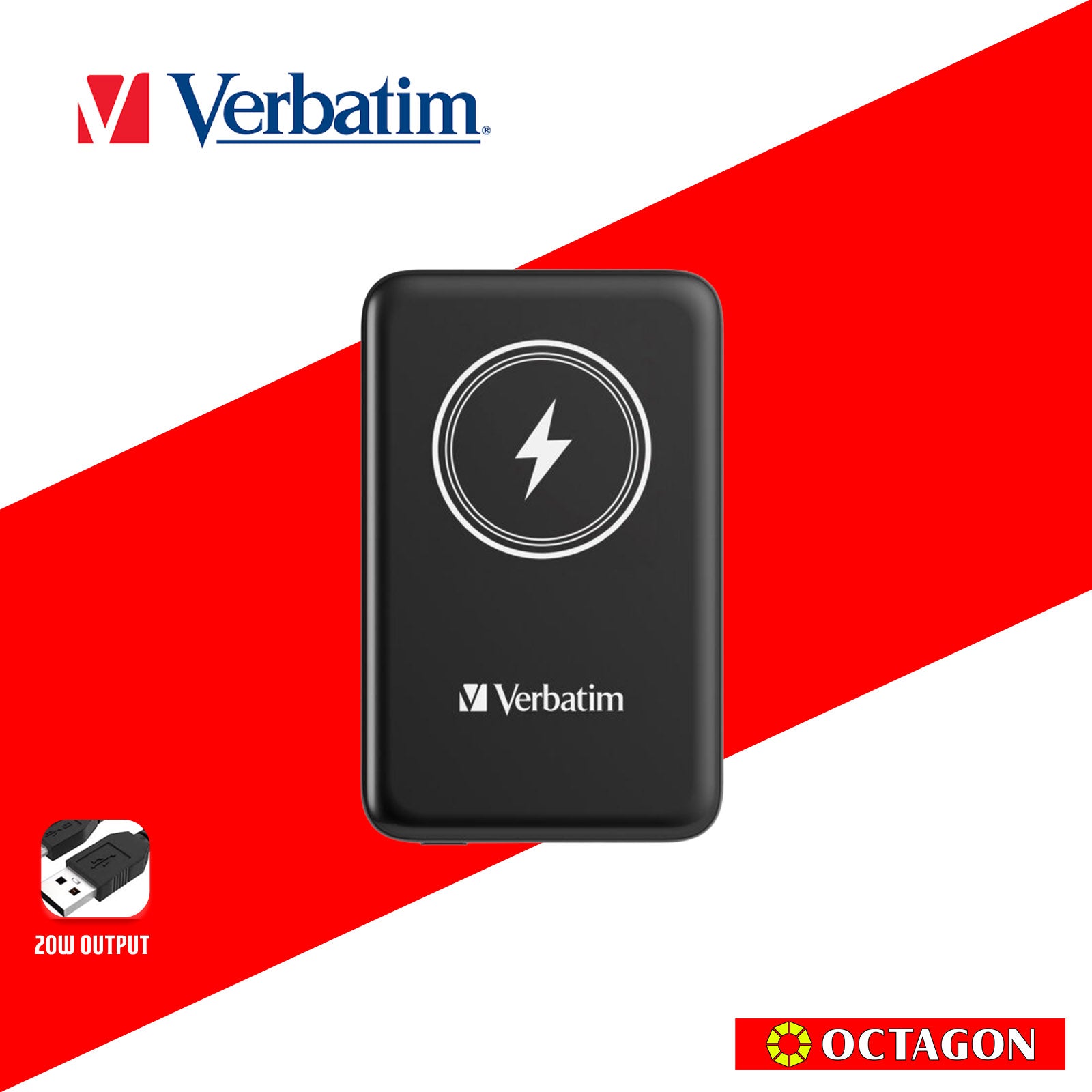 VERBATIM 32245 MAGNETIC WL 10000 MAH POWER PACK MCP - PD 20W MWC 15W BLACK