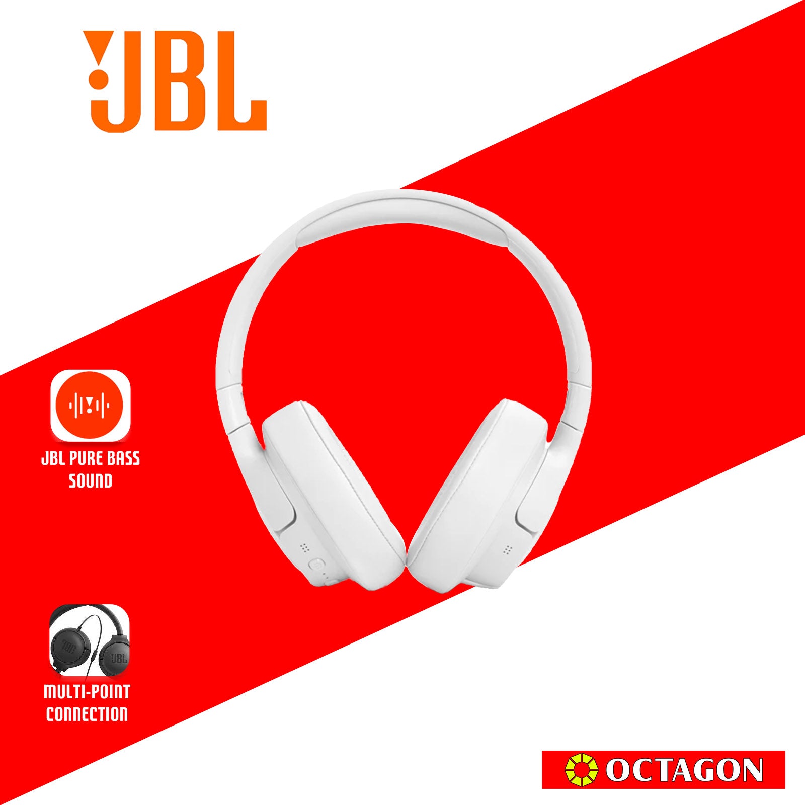 JBL T770NC WHITE WIRELESS ON-EAR HEADPHONE