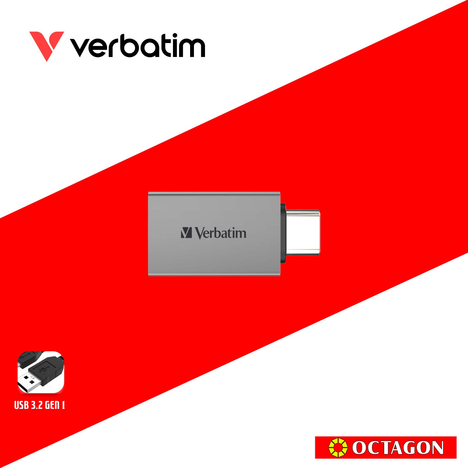 VERBATIM 66885 USB C 3.2 GEN 1 TO TYPE C ADAPTER GREY