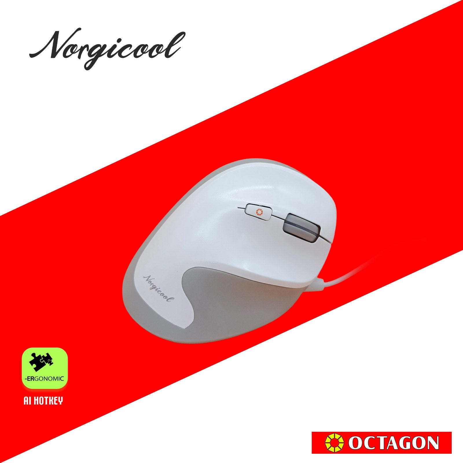 NORGICOOL NVM01 USB VERTICAL MOUSE BLACK/WHITE