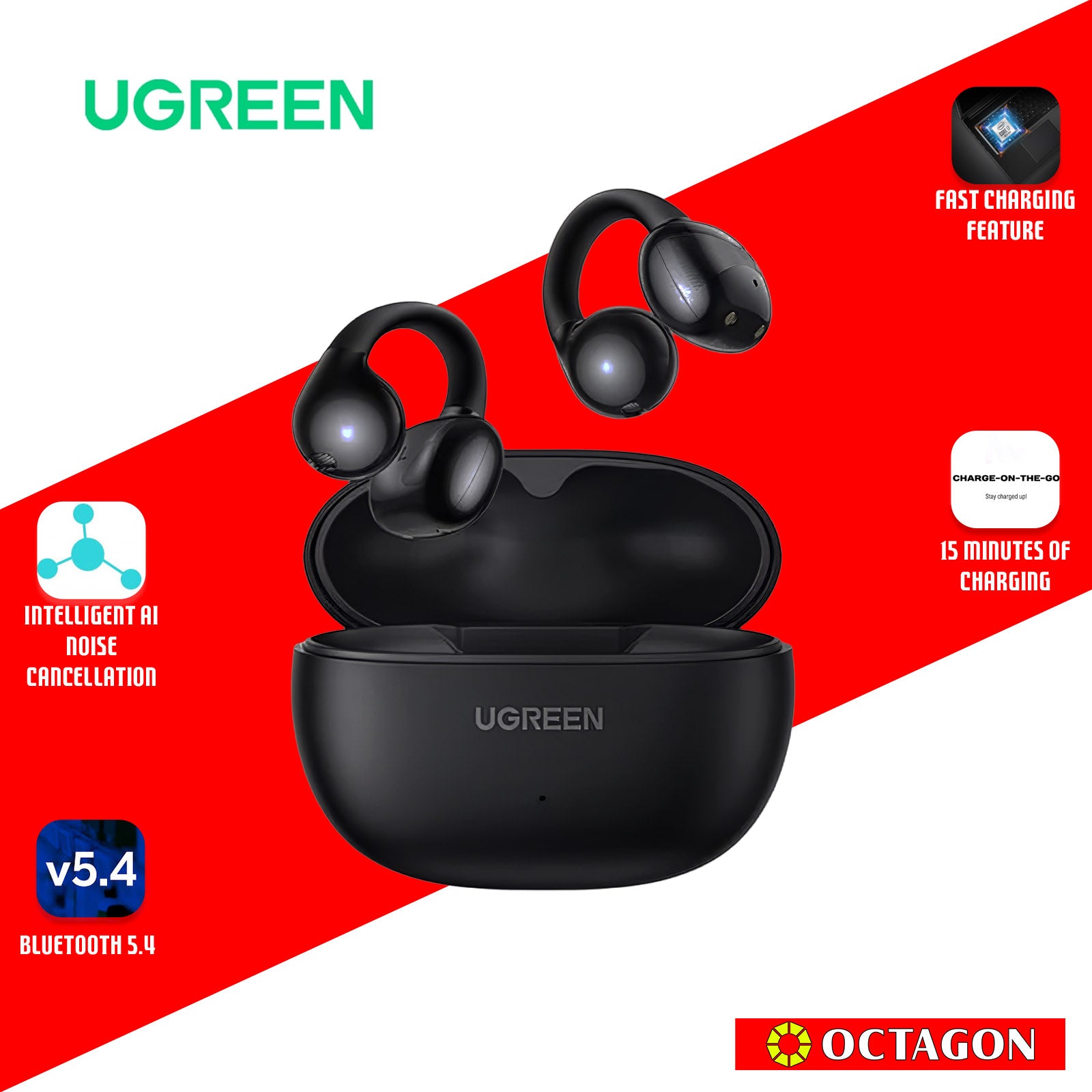 UGREEN WS209/45785 BLACK HITUNE S3 OPEN TWS EARBUDS