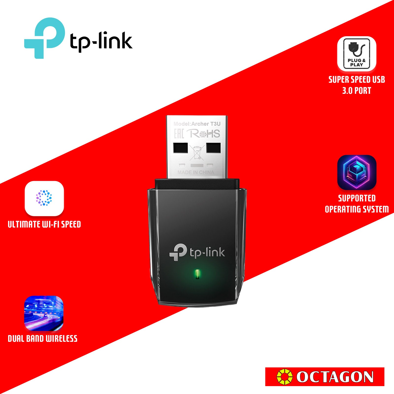 TPLINK ARCHER T3U PLUS AC1300 WIRELESS DUAL BAND USB ADAPTER