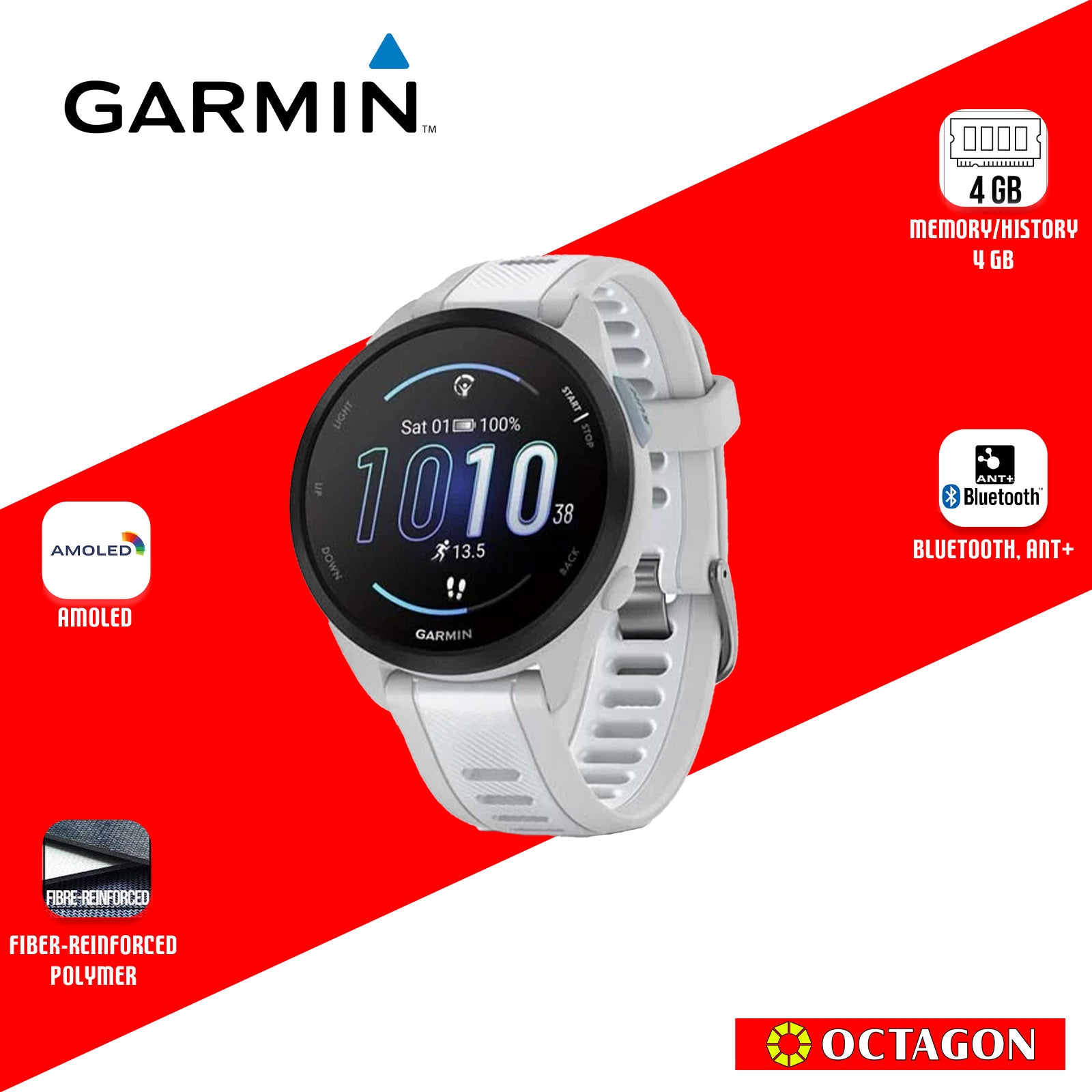 GARMIN FORERUNNER 165 BLACK+SLATE GPS / MIST GREY+WHITESTONE