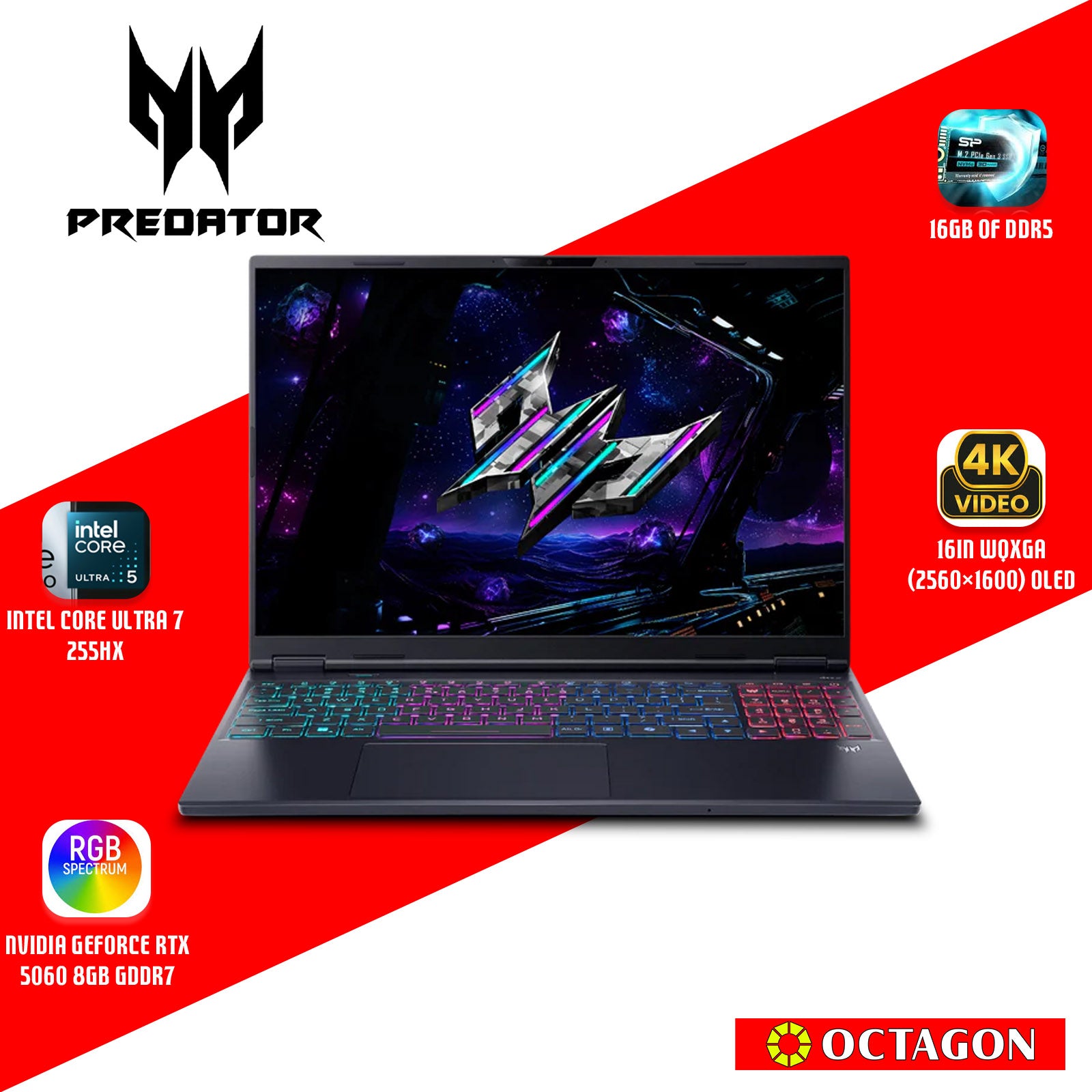 ACER PREDATOR HELIOS NEO SLIM PHN16S-71-72WE/ ULTRA 7 255HX/ 16GB DDR5/ 512GB SSD/ 16 OLED WQXGA 240HZ/ WIN 11/ RTX5060 8GB