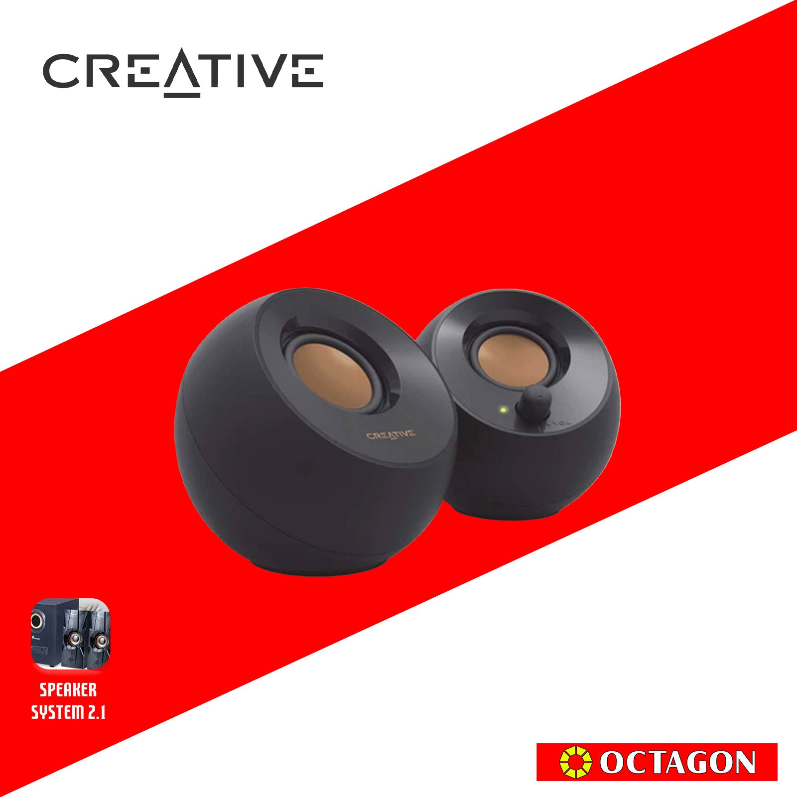 CREATIVE PEBBLE WHITE/BLACK 2.0 SPEAKER USB