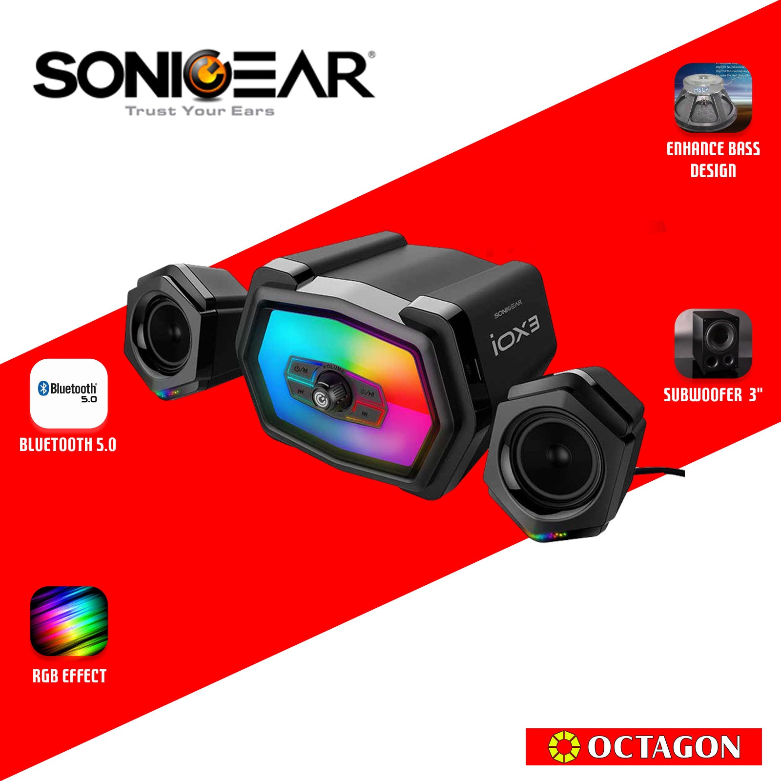 SONIC GEAR IOX 3 BT5.0 2.1 SPEAKER