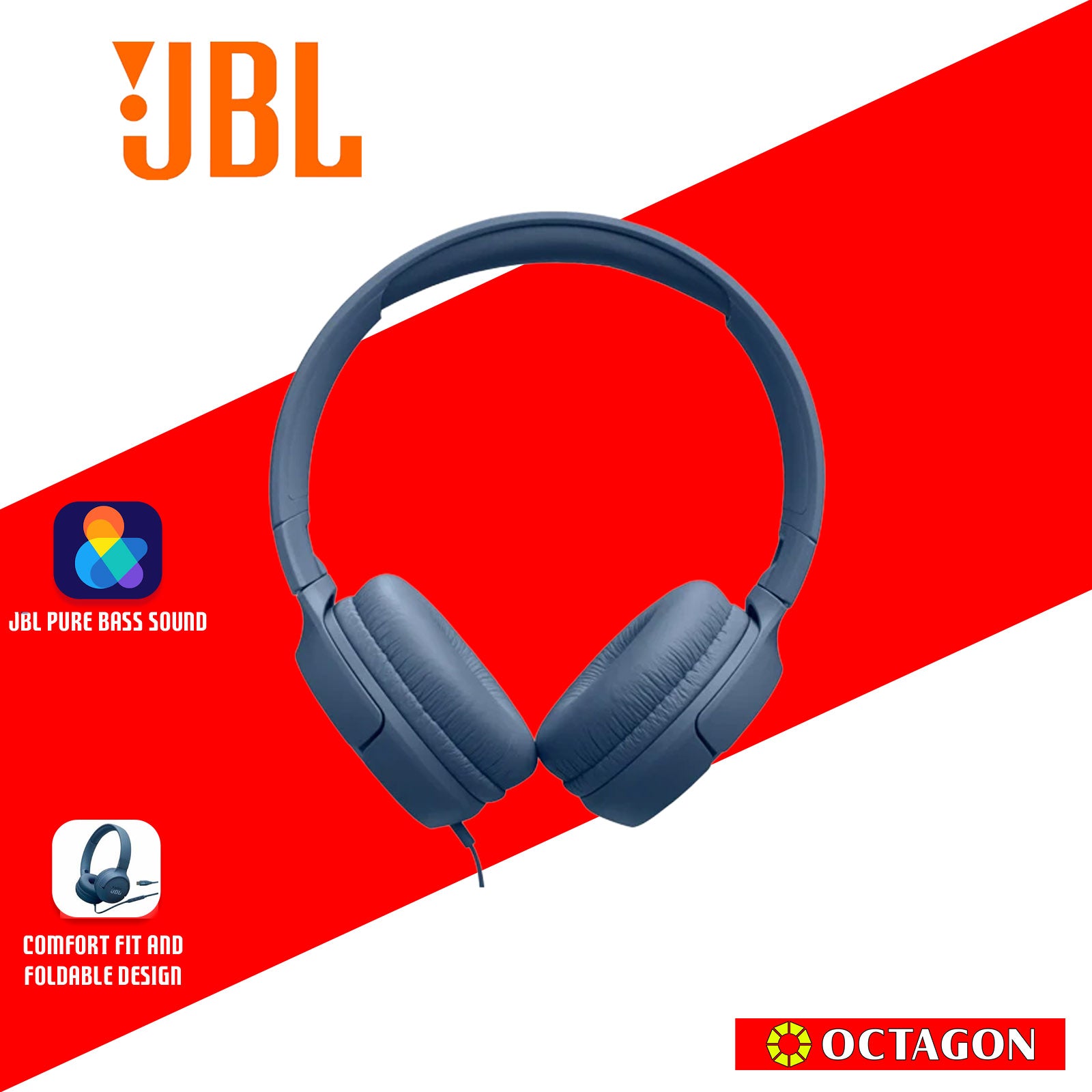 JBL T520C WIRELESS ON-EAR HEADPHONE BLACK/WHITE/BLUE
