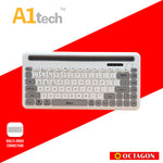 A1TECH AC-KB006-BK DUAL-MODE WIRELESS KEYBOARD 2.4G+BT / 84 KEYS / TABLET HOLDER (BLACK/WHITE)