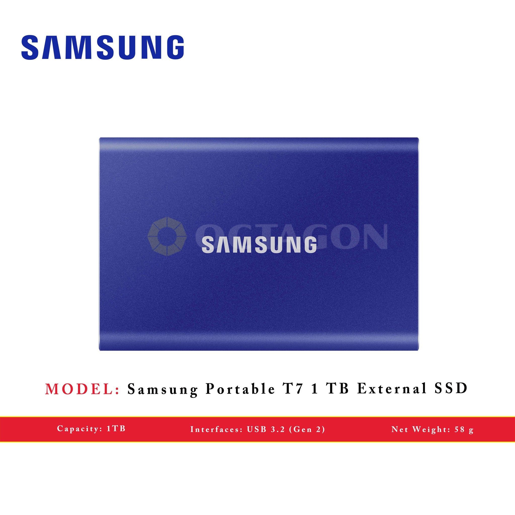 SAMSUNG T7 1TB BLUE PORTABLE SSD