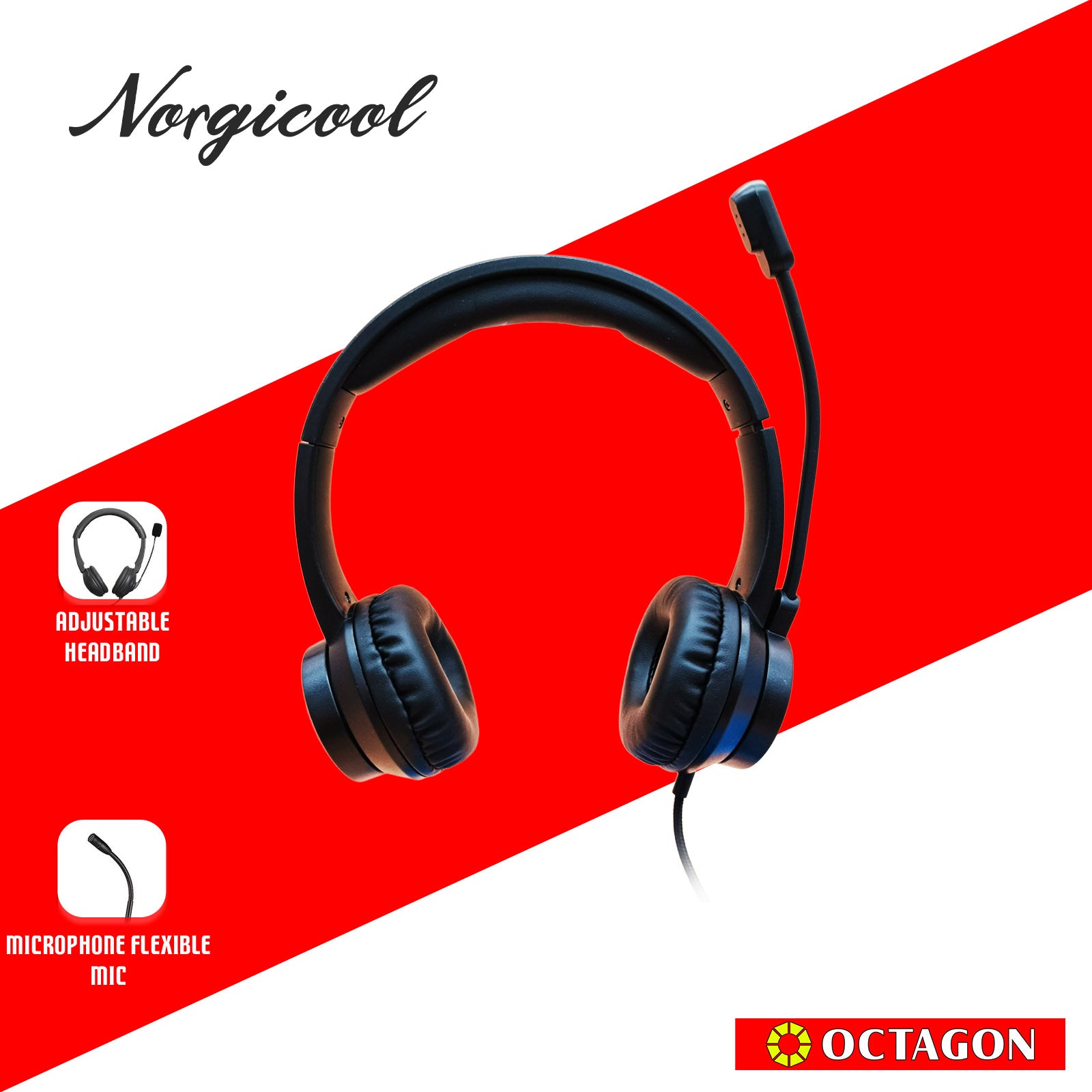 NORGICOOL NSH-002 USB HEADSET WITH MICROPHONE & VOLUME CONTROL