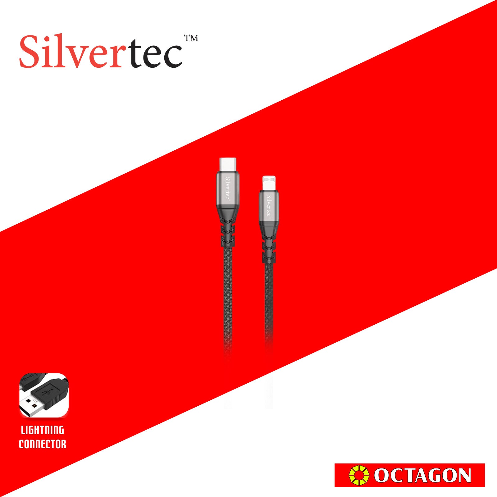 SILVERTEC STK-CL120-BK USB-C 60W TO LIGHTNING CABLE 1.2M BLACK (MFI)