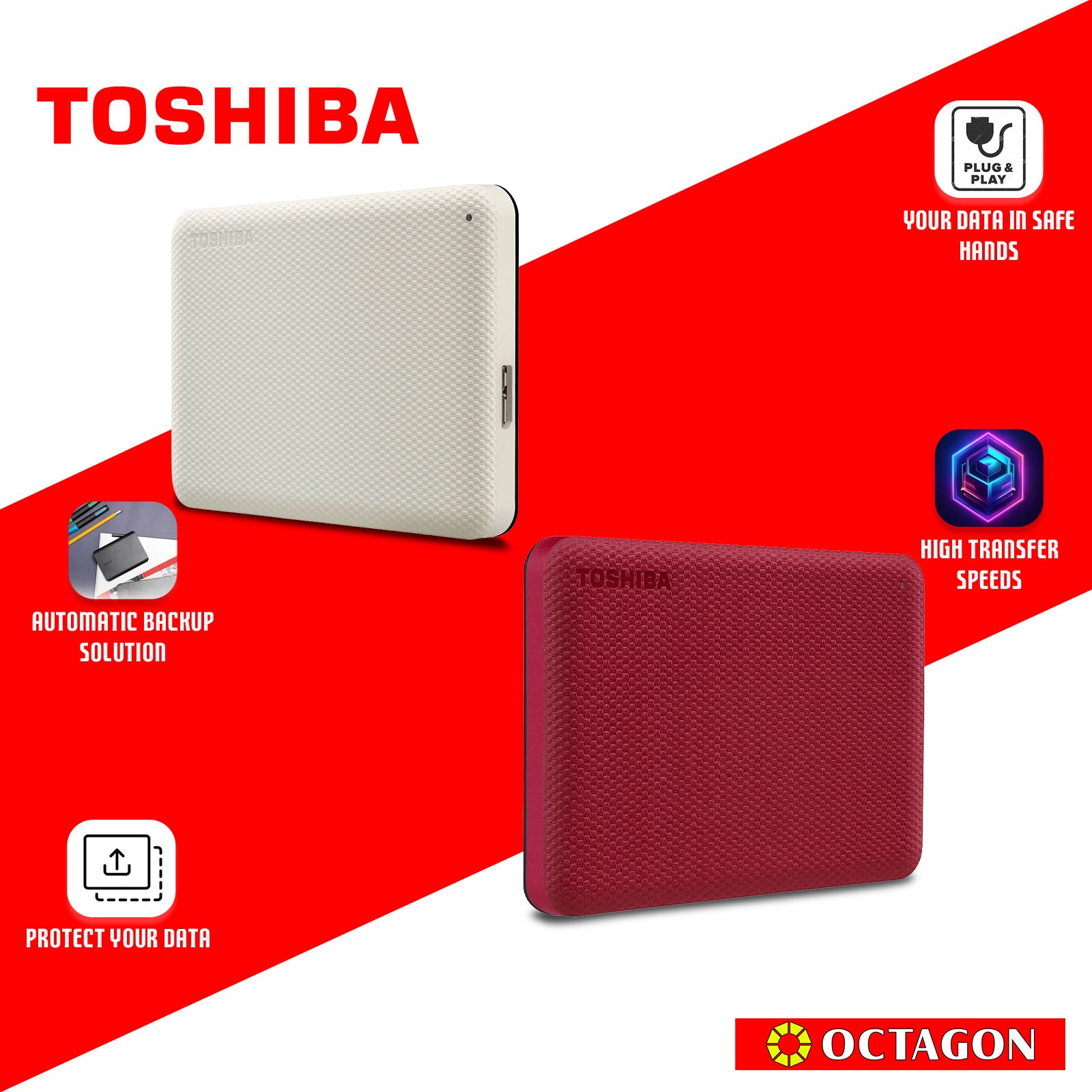 TOSHIBA 2TB ADVANCE HDD W/ PASS