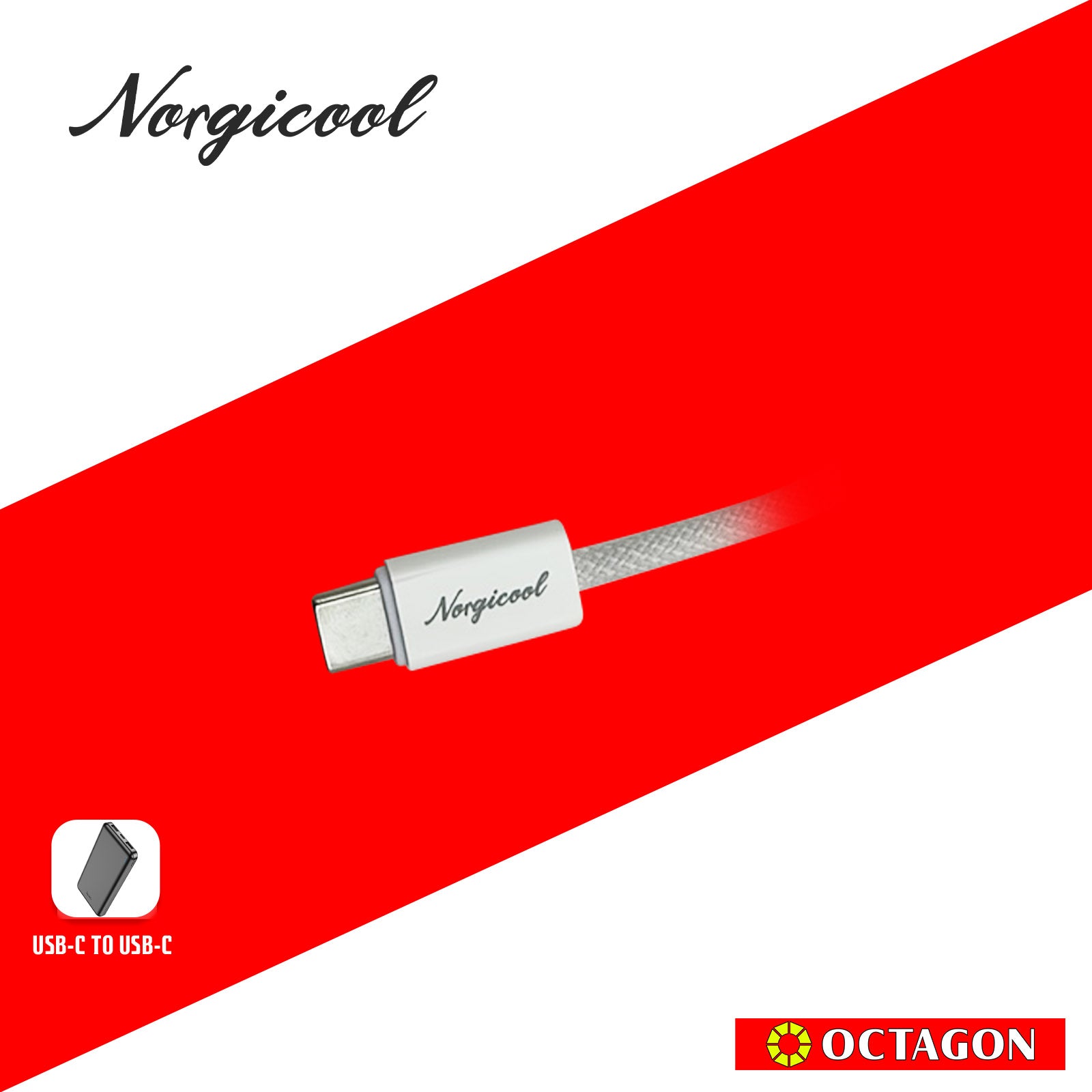 NORGICOOL NLC901 65W PD USB-C/C CABLE 1M C-C15 WEAR RESISTANT & ANTI-TANGLE