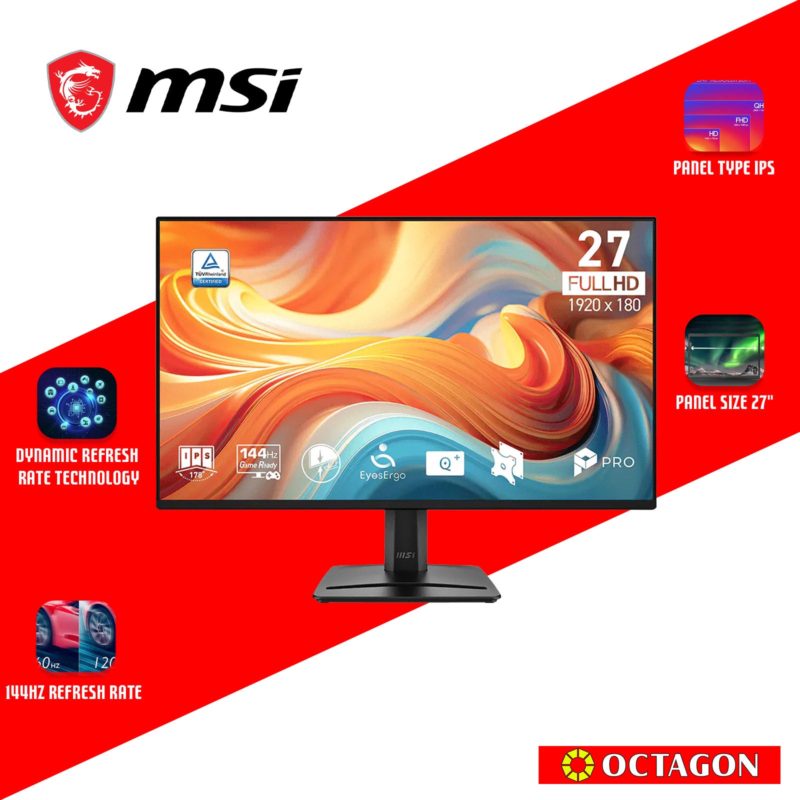 MSI PRO MP275 E14L 144HZ 1MS FHD IPS MONITOR