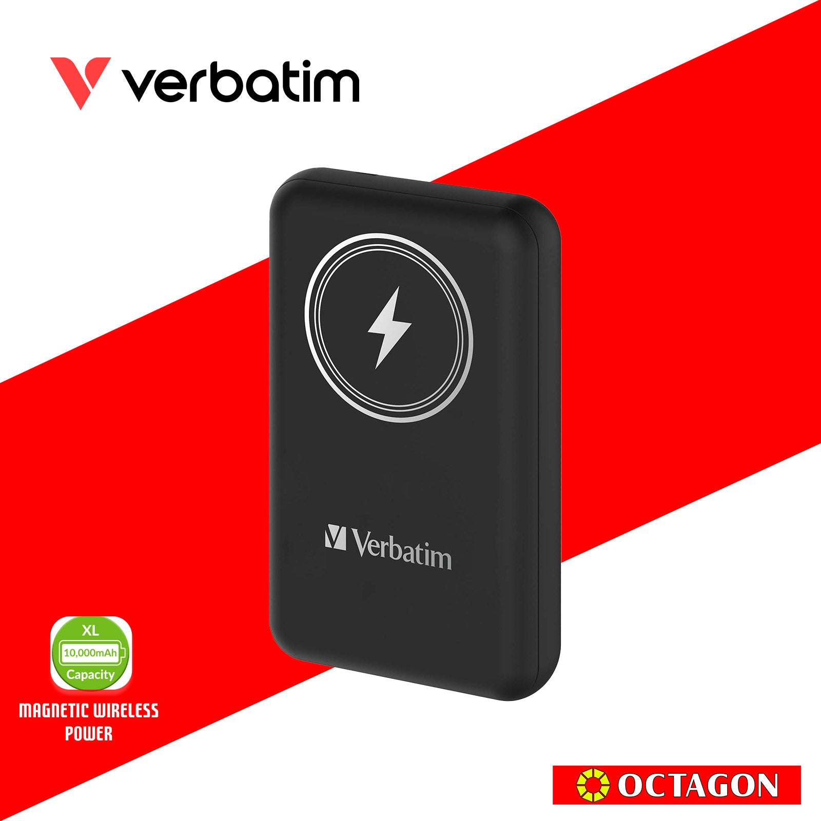 VERBATIM 66906 POWER PACK 10000MAH MAGNETIC WIRELESS CHARGING (BLACK)