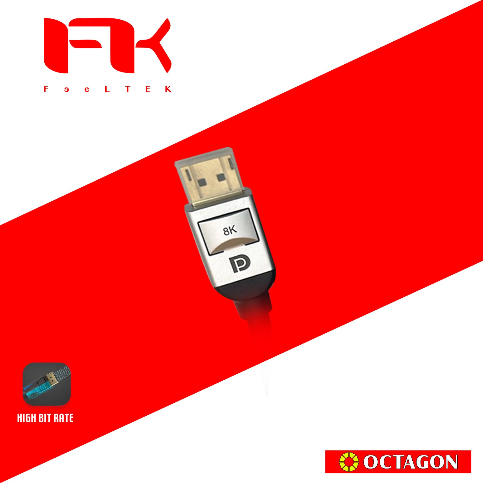 FEELTEK CADP300M141F AIR DISPLAY PORT CABLE 3M DISPLAY PORT 1.4 HBR3 (32.40 GBIT/S BANDWIDTH)